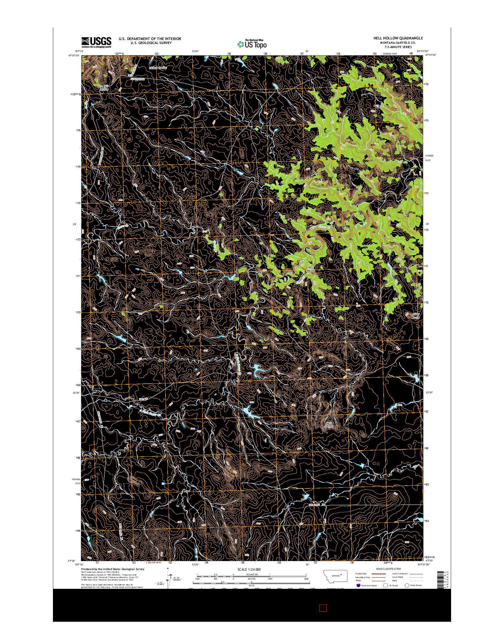 USGS US TOPO 7.5-MINUTE MAP FOR HELL HOLLOW, MT 2014