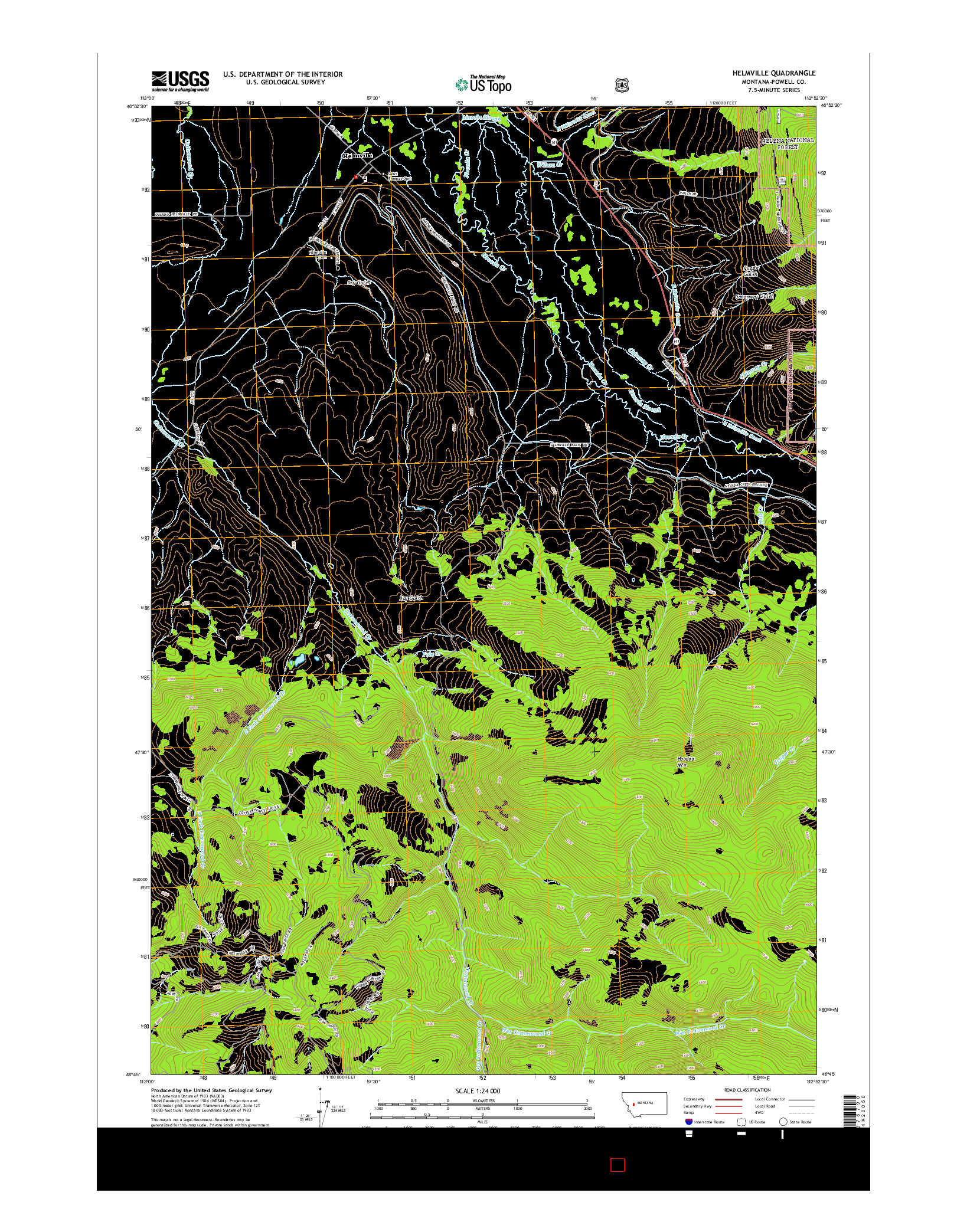 USGS US TOPO 7.5-MINUTE MAP FOR HELMVILLE, MT 2014