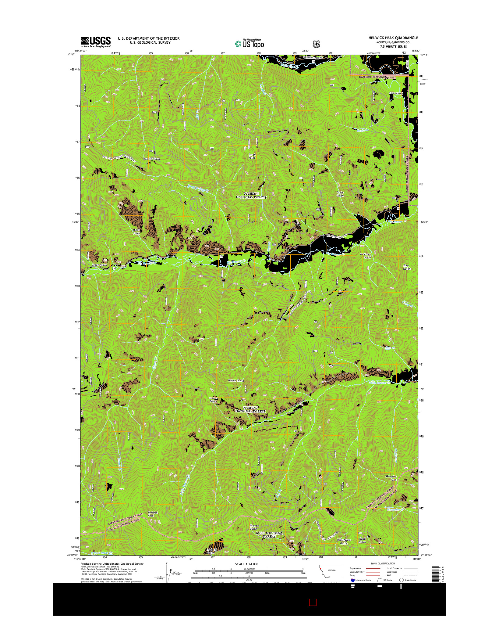 USGS US TOPO 7.5-MINUTE MAP FOR HELWICK PEAK, MT 2014