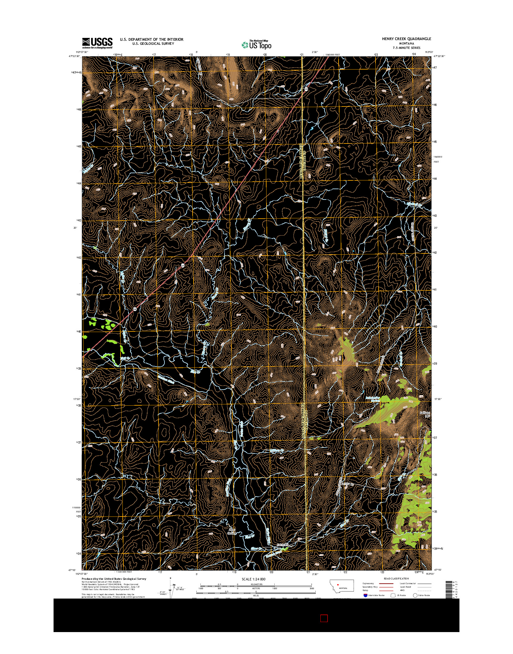 USGS US TOPO 7.5-MINUTE MAP FOR HENRY CREEK, MT 2014