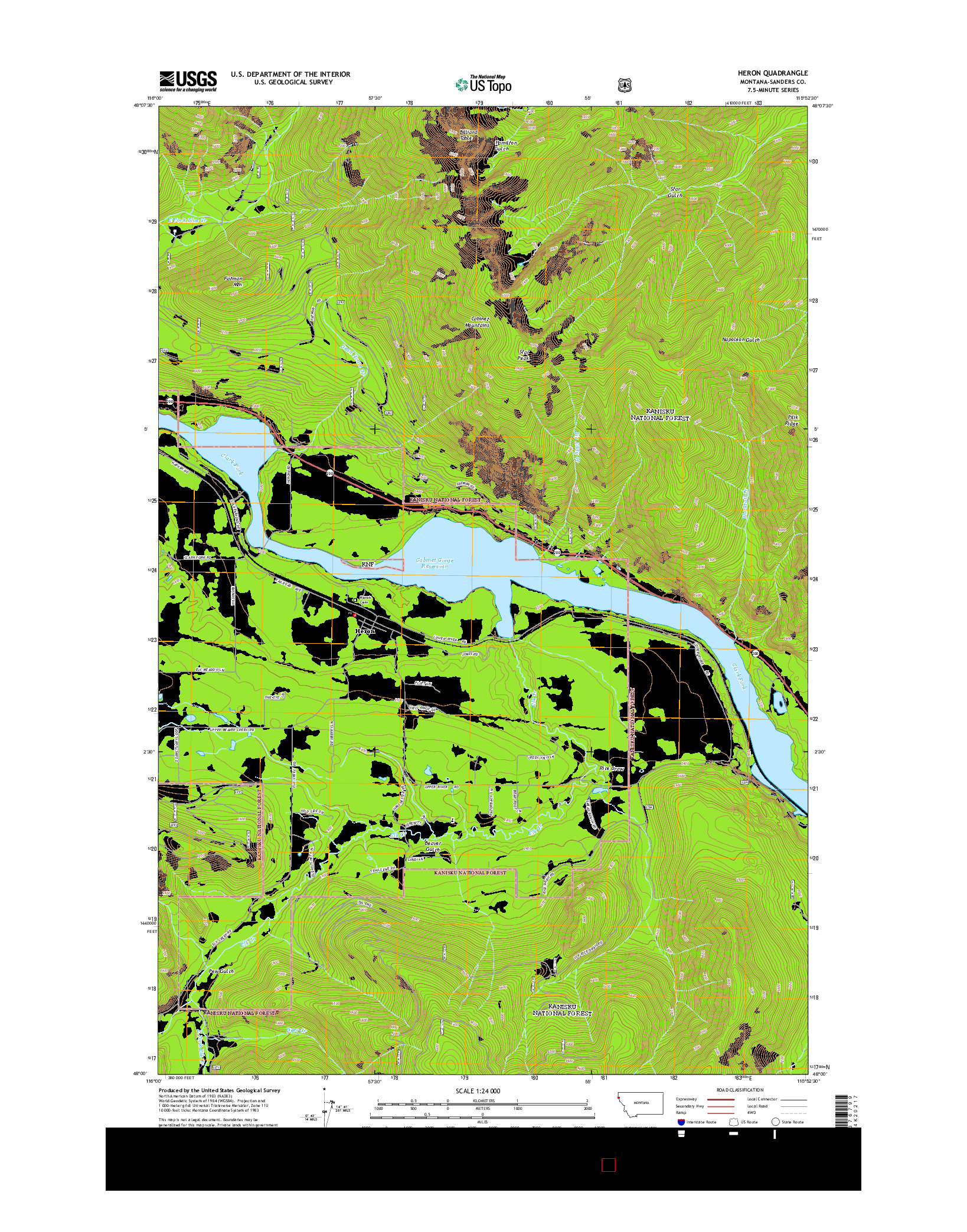 USGS US TOPO 7.5-MINUTE MAP FOR HERON, MT 2014