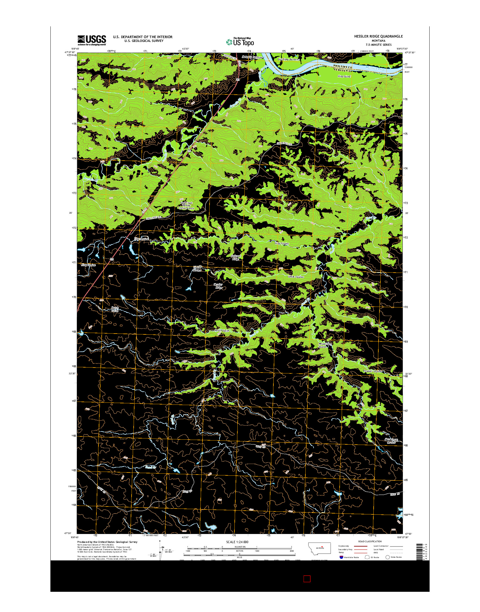 USGS US TOPO 7.5-MINUTE MAP FOR HESSLER RIDGE, MT 2014