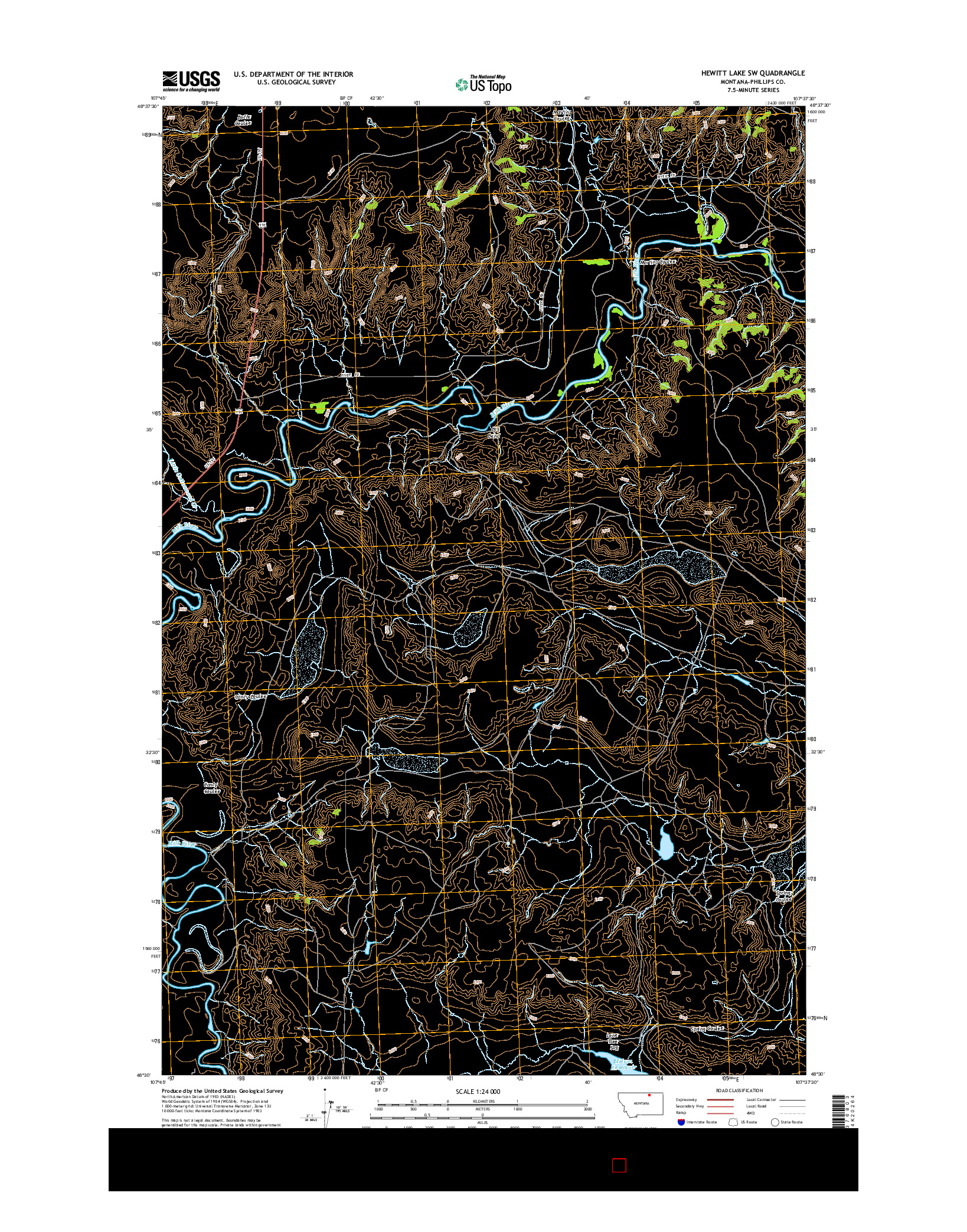 USGS US TOPO 7.5-MINUTE MAP FOR HEWITT LAKE SW, MT 2014