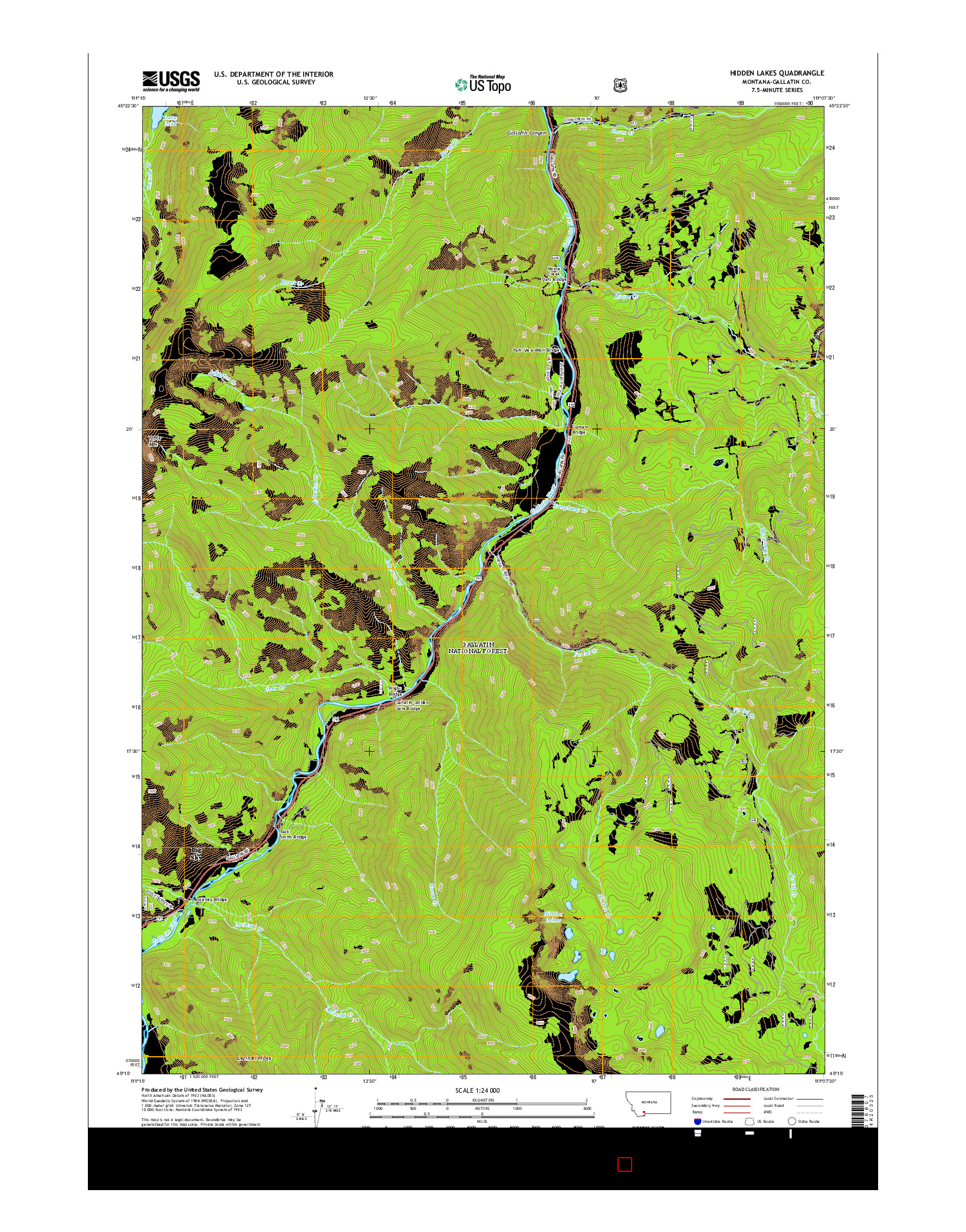 USGS US TOPO 7.5-MINUTE MAP FOR HIDDEN LAKES, MT 2014