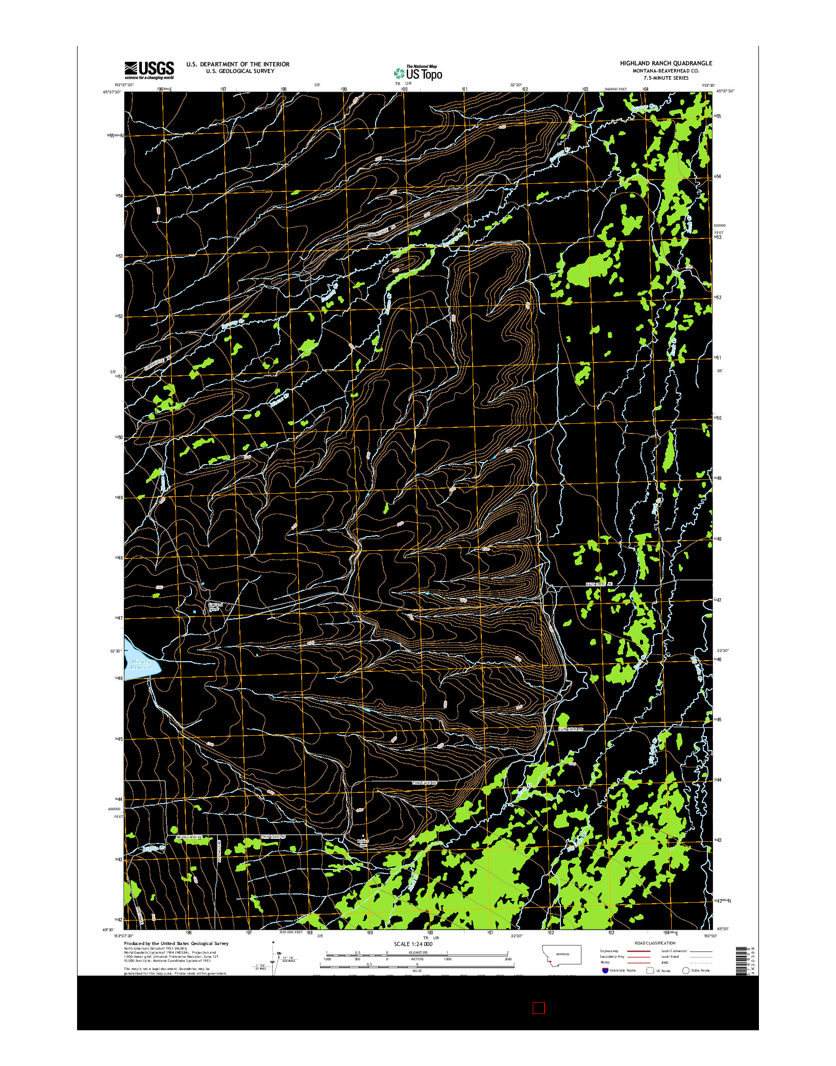 USGS US TOPO 7.5-MINUTE MAP FOR HIGHLAND RANCH, MT 2014