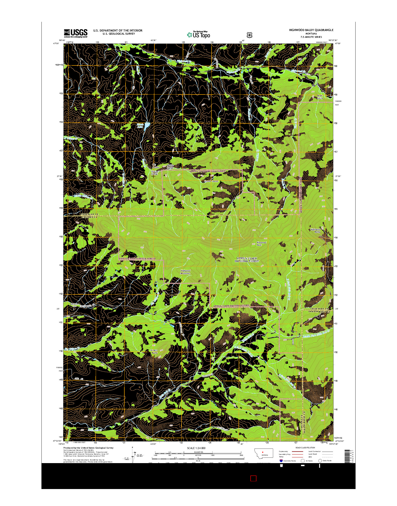 USGS US TOPO 7.5-MINUTE MAP FOR HIGHWOOD BALDY, MT 2014