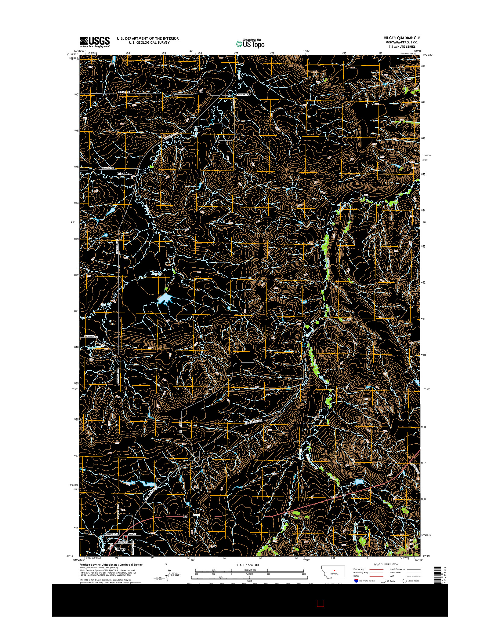 USGS US TOPO 7.5-MINUTE MAP FOR HILGER, MT 2014