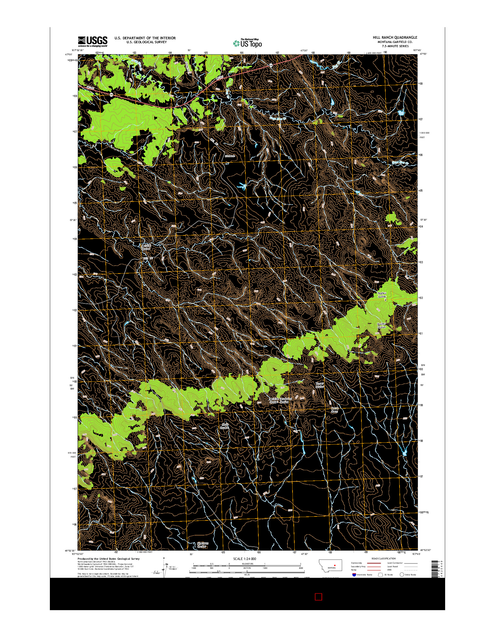 USGS US TOPO 7.5-MINUTE MAP FOR HILL RANCH, MT 2014
