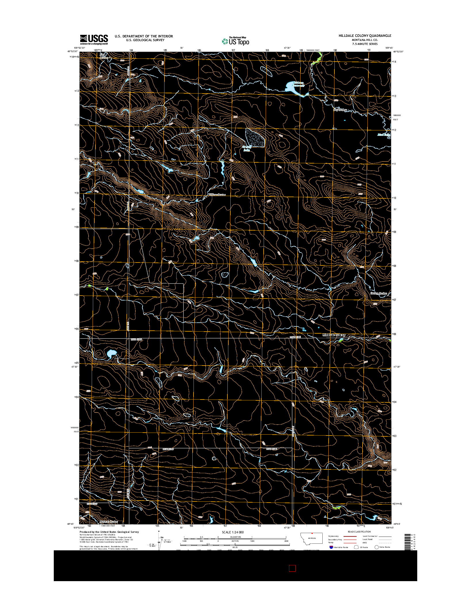 USGS US TOPO 7.5-MINUTE MAP FOR HILLDALE COLONY, MT 2014