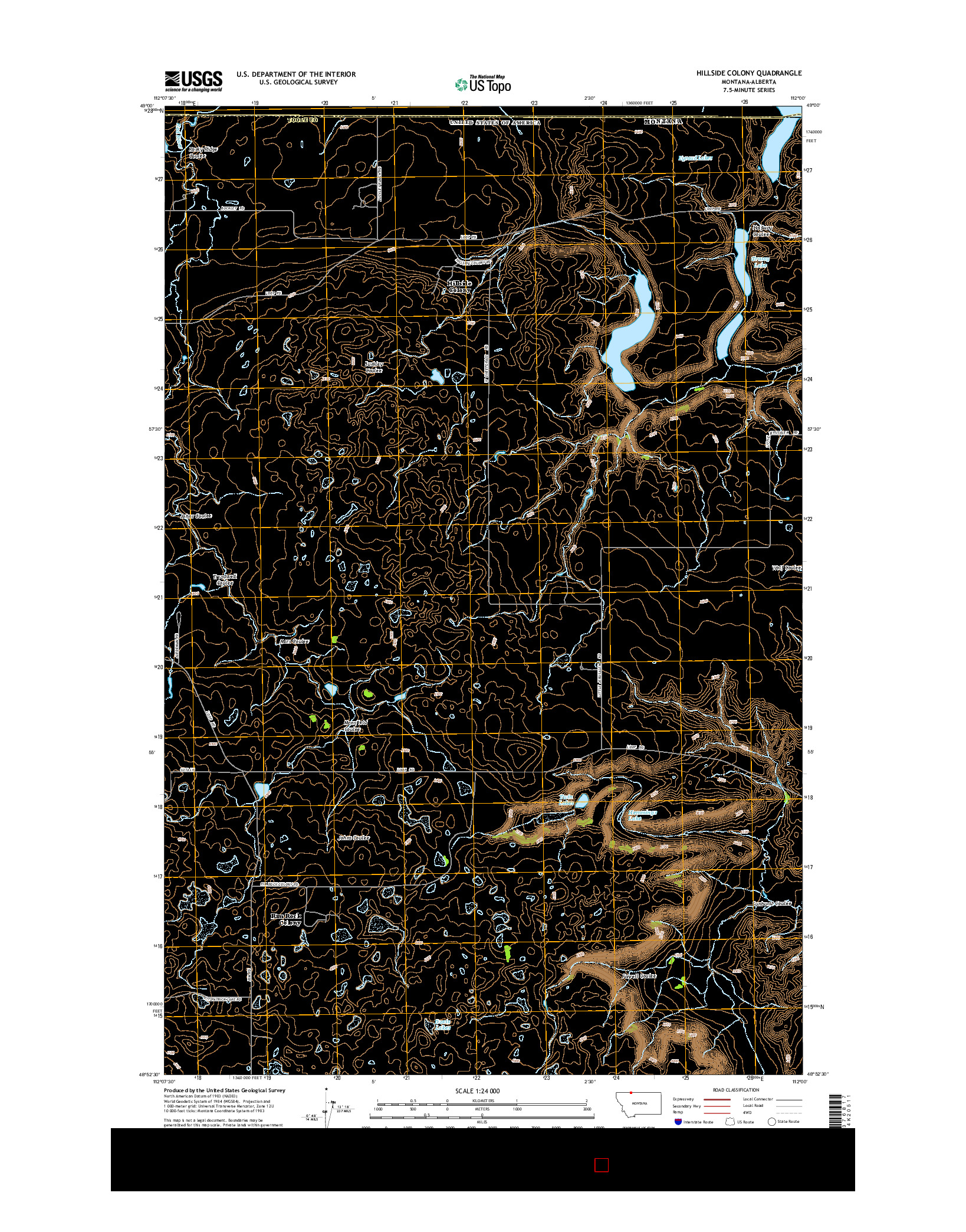 USGS US TOPO 7.5-MINUTE MAP FOR HILLSIDE COLONY, MT-AB 2014