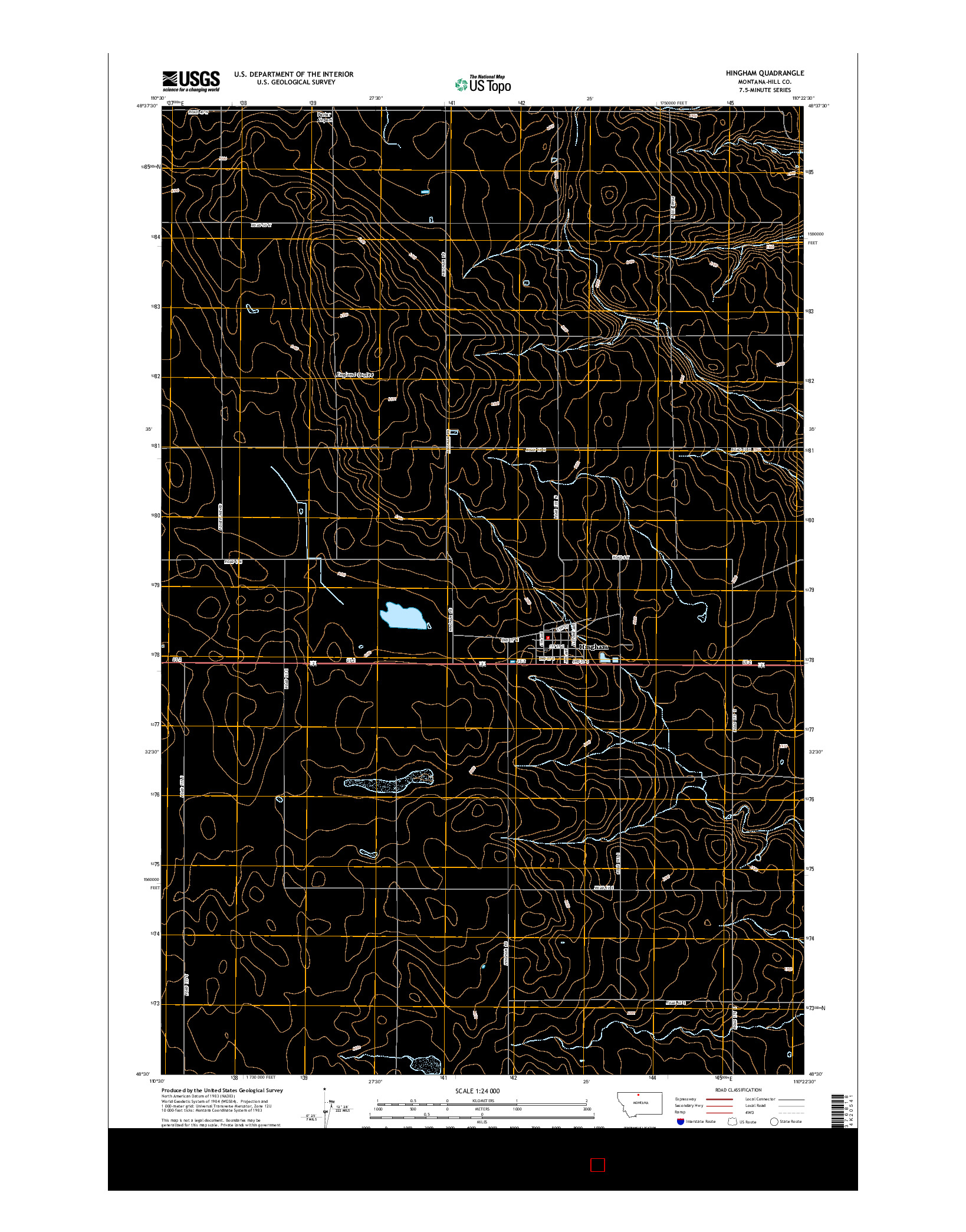 USGS US TOPO 7.5-MINUTE MAP FOR HINGHAM, MT 2014