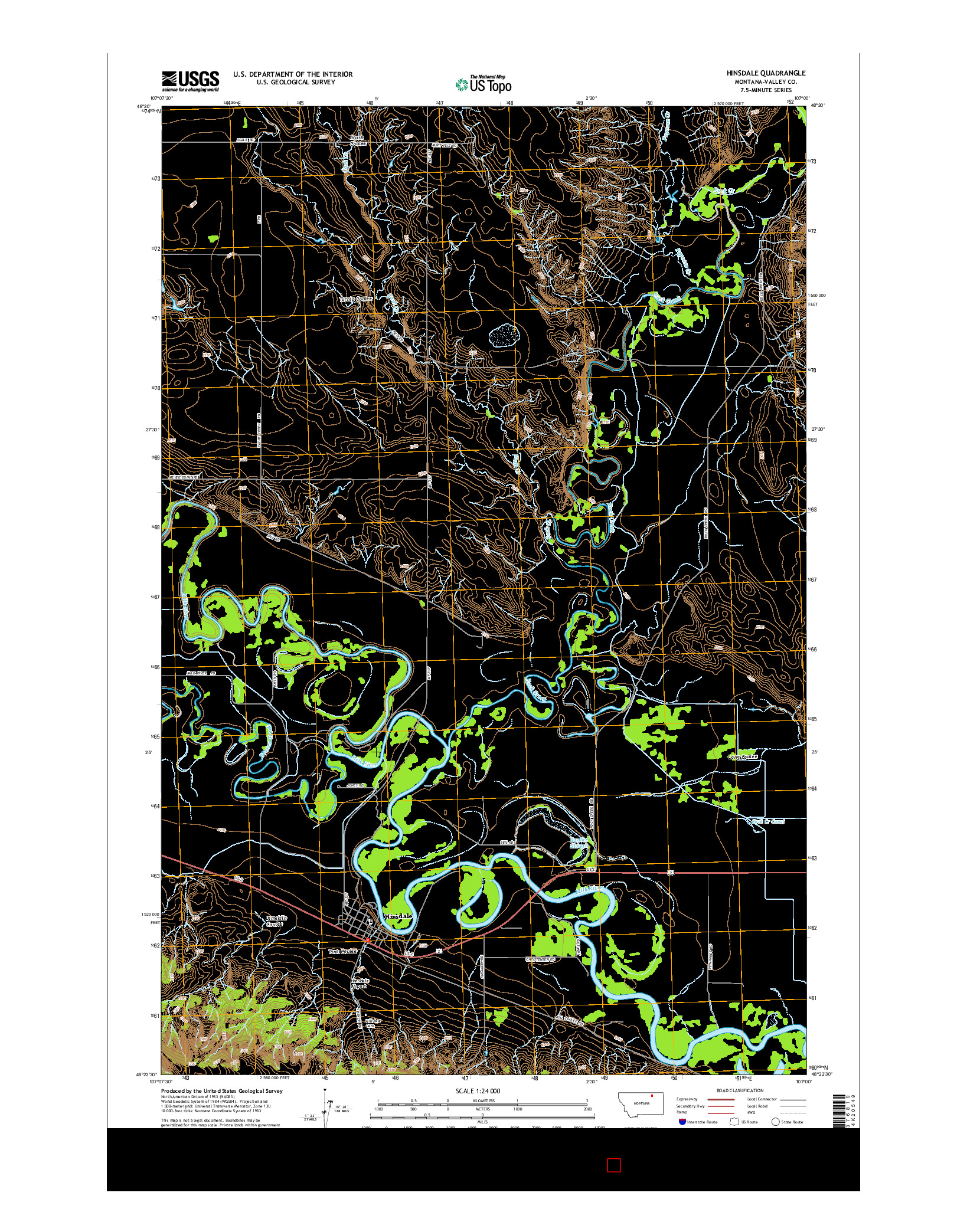 USGS US TOPO 7.5-MINUTE MAP FOR HINSDALE, MT 2014