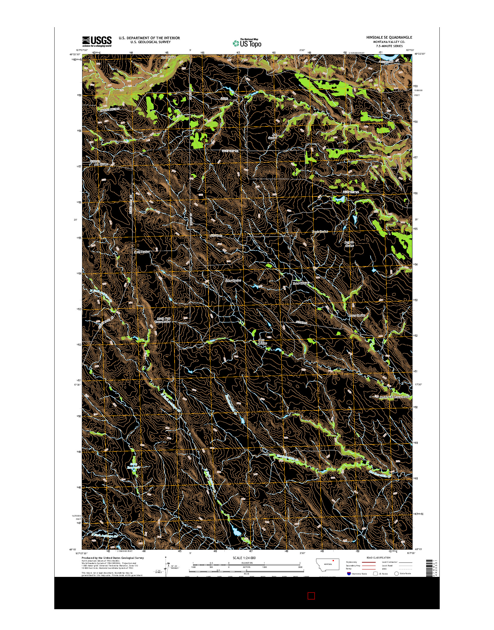 USGS US TOPO 7.5-MINUTE MAP FOR HINSDALE SE, MT 2014