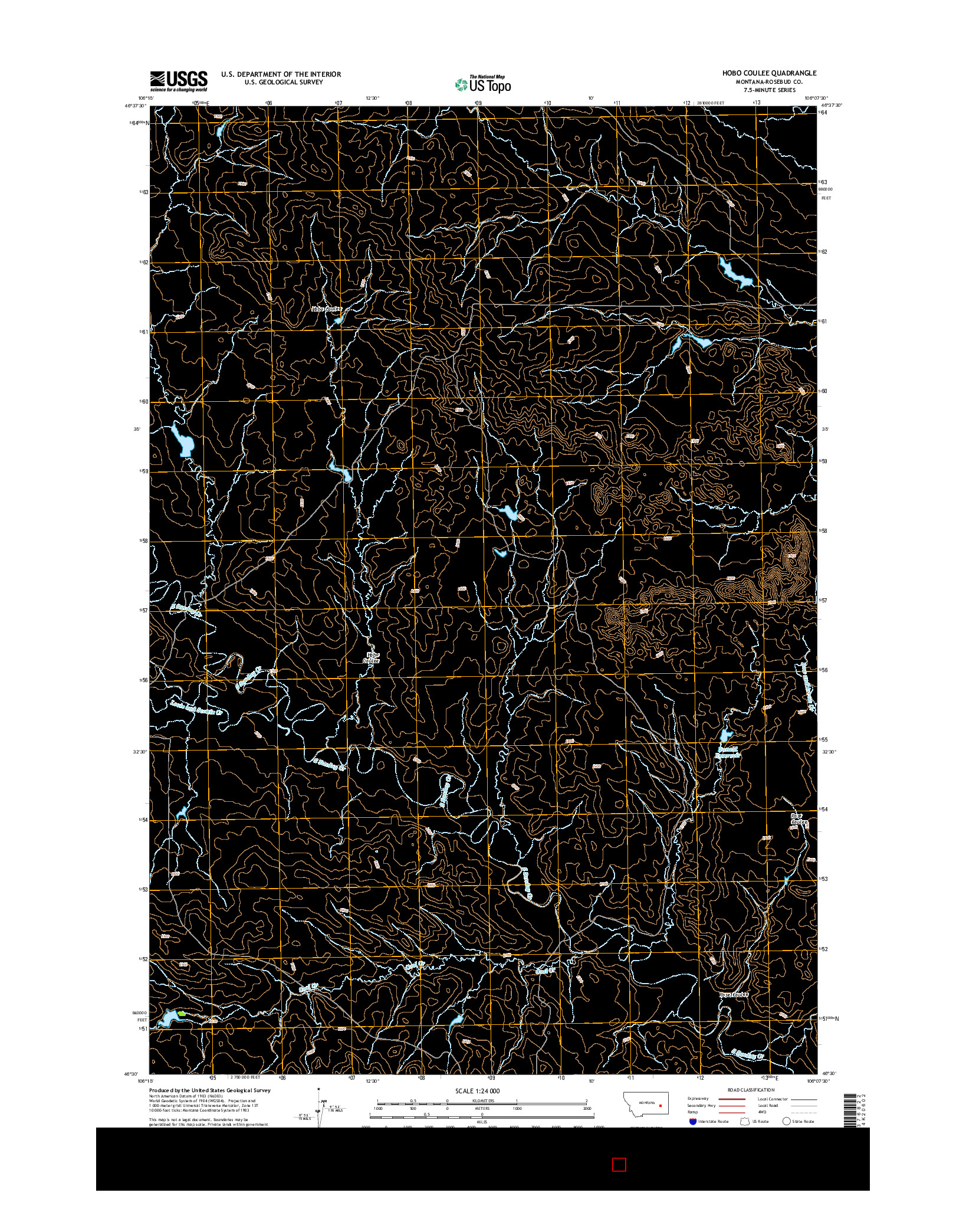 USGS US TOPO 7.5-MINUTE MAP FOR HOBO COULEE, MT 2014