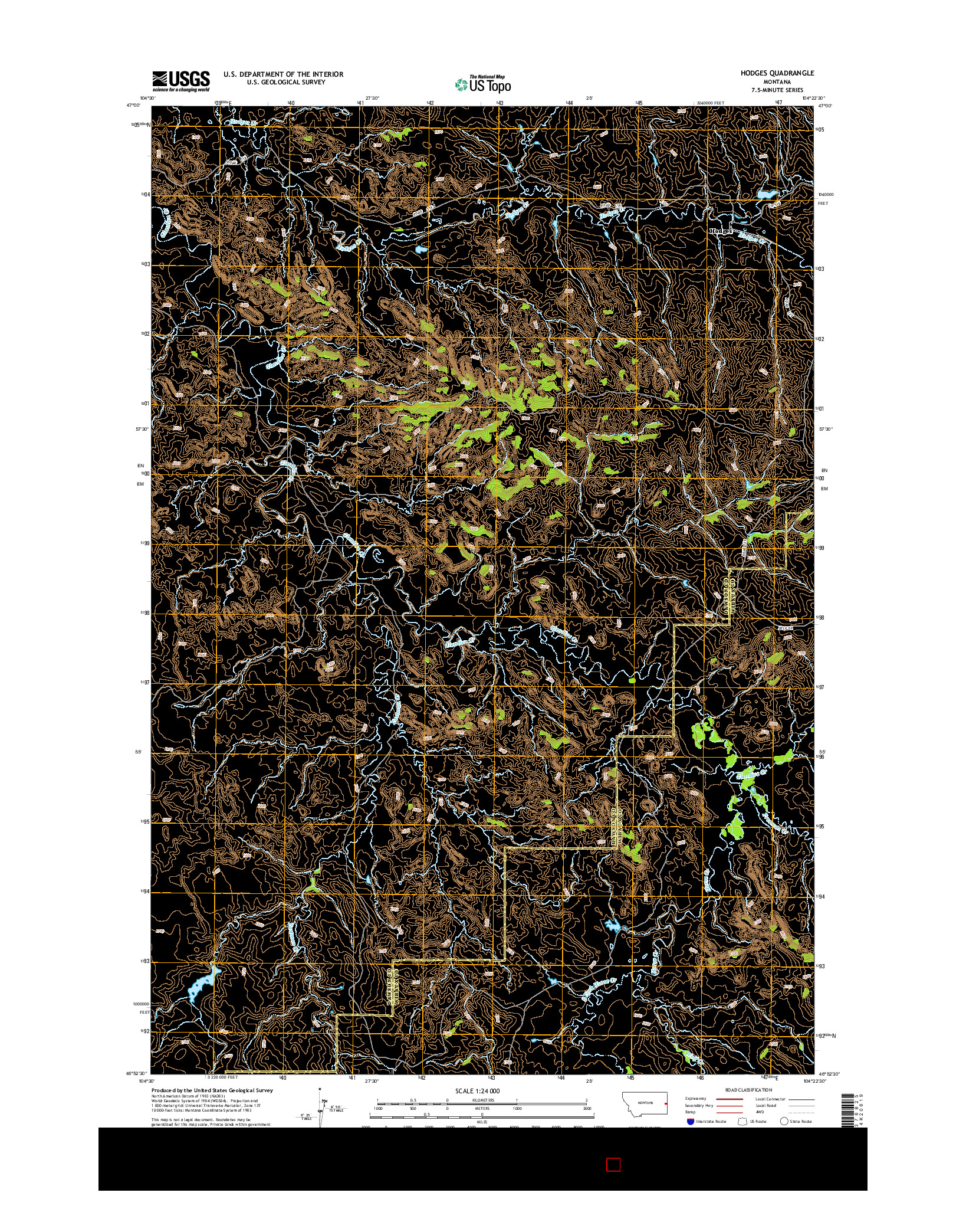 USGS US TOPO 7.5-MINUTE MAP FOR HODGES, MT 2014