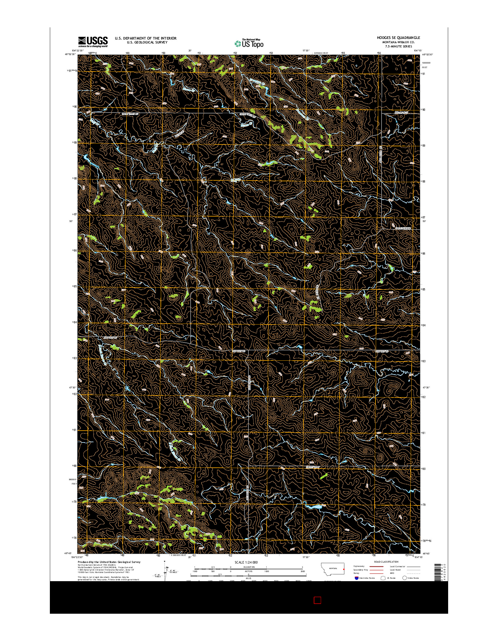 USGS US TOPO 7.5-MINUTE MAP FOR HODGES SE, MT 2014