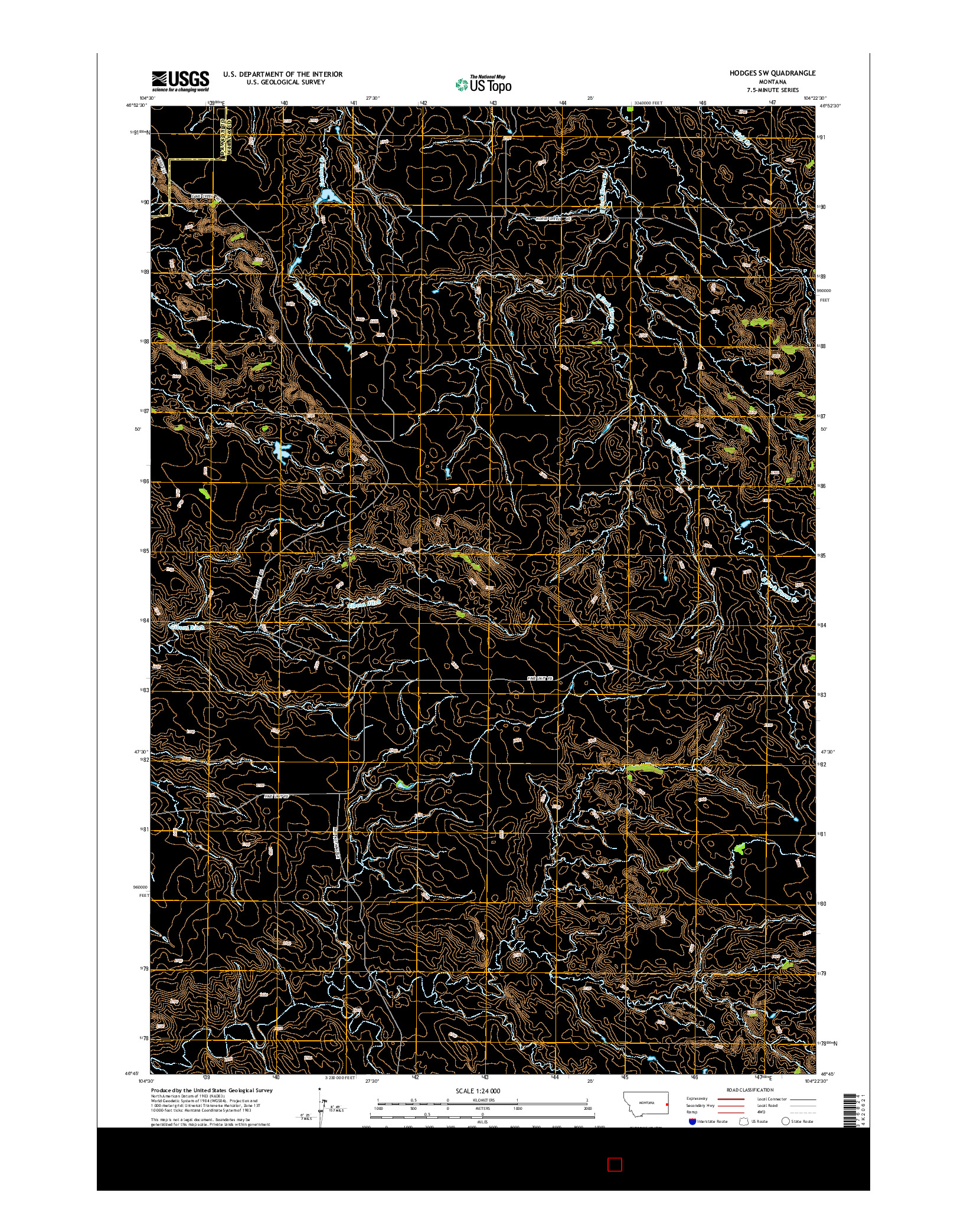 USGS US TOPO 7.5-MINUTE MAP FOR HODGES SW, MT 2014