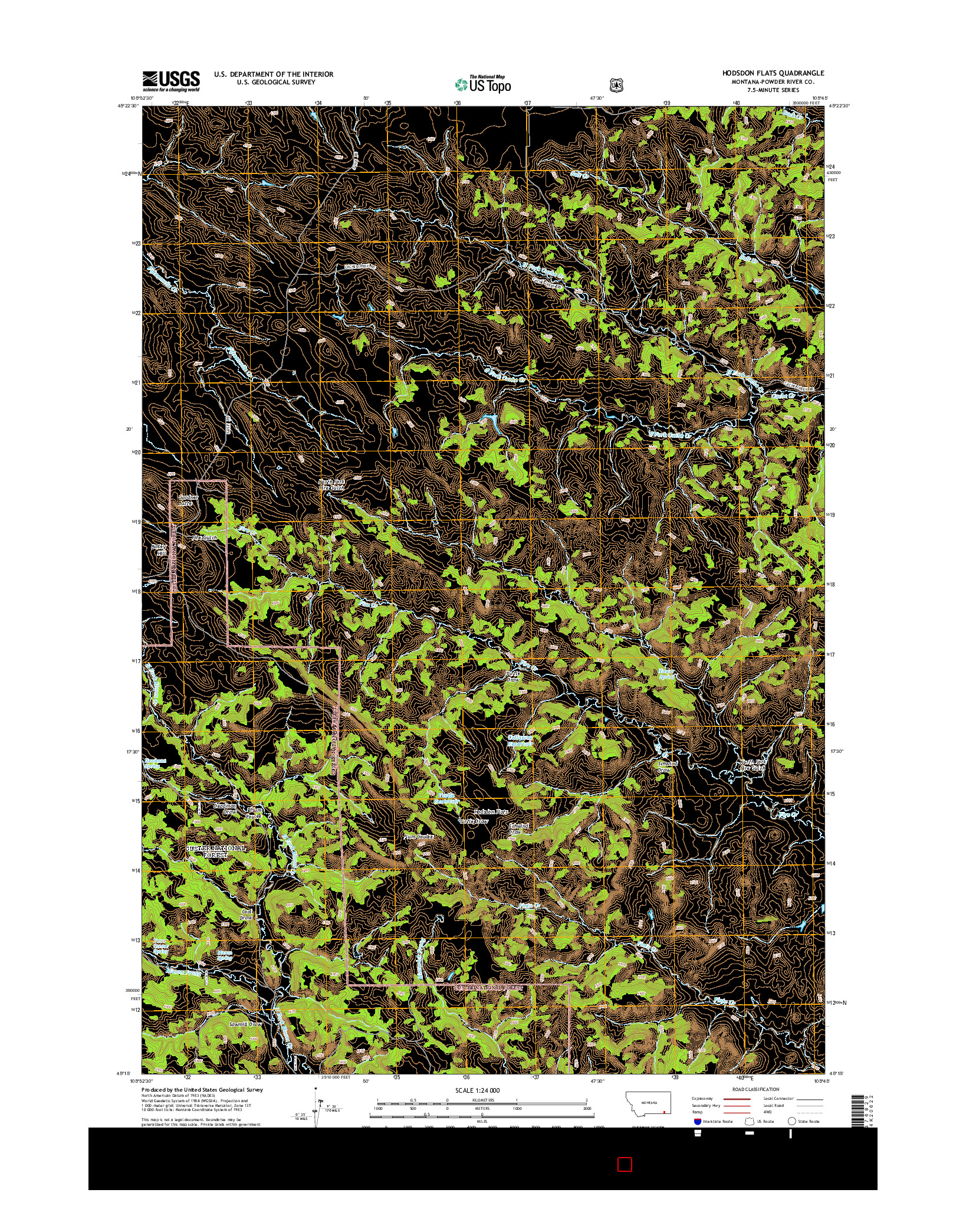 USGS US TOPO 7.5-MINUTE MAP FOR HODSDON FLATS, MT 2014