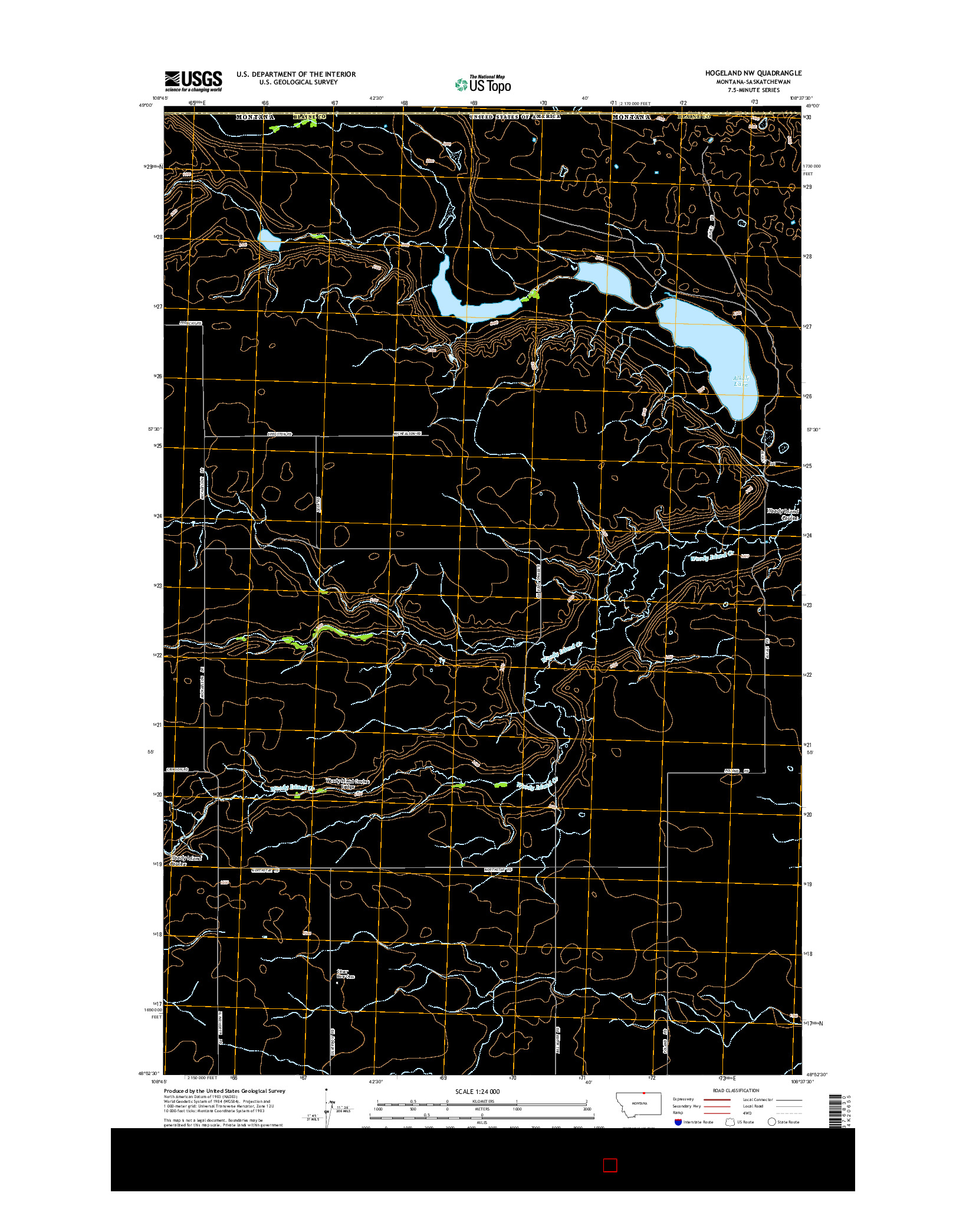USGS US TOPO 7.5-MINUTE MAP FOR HOGELAND NW, MT-SK 2014