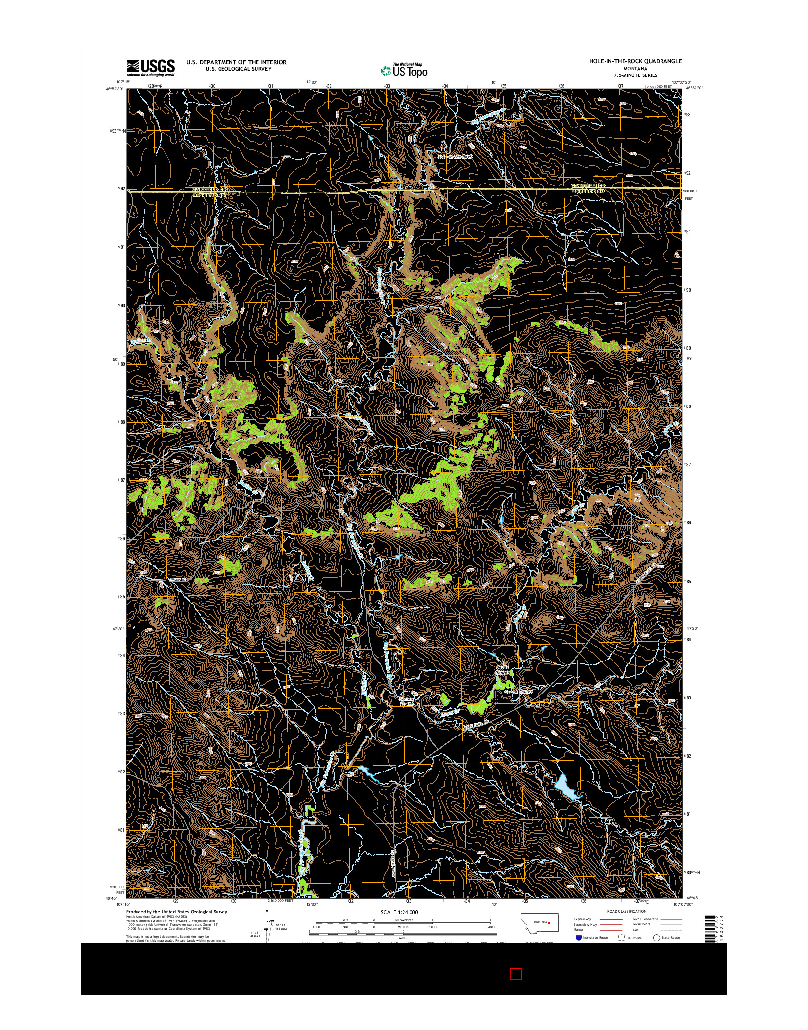 USGS US TOPO 7.5-MINUTE MAP FOR HOLE-IN-THE-ROCK, MT 2014