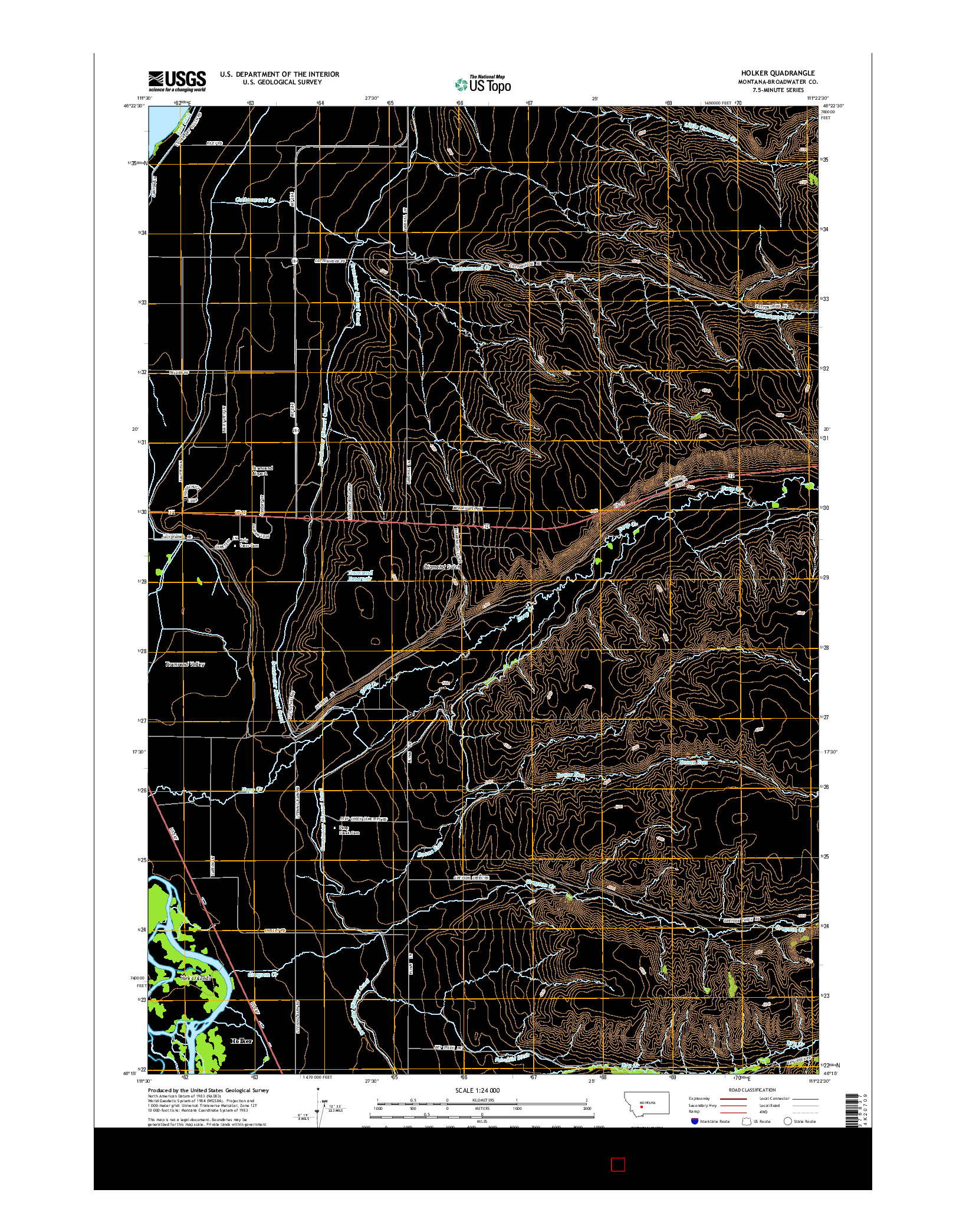 USGS US TOPO 7.5-MINUTE MAP FOR HOLKER, MT 2014