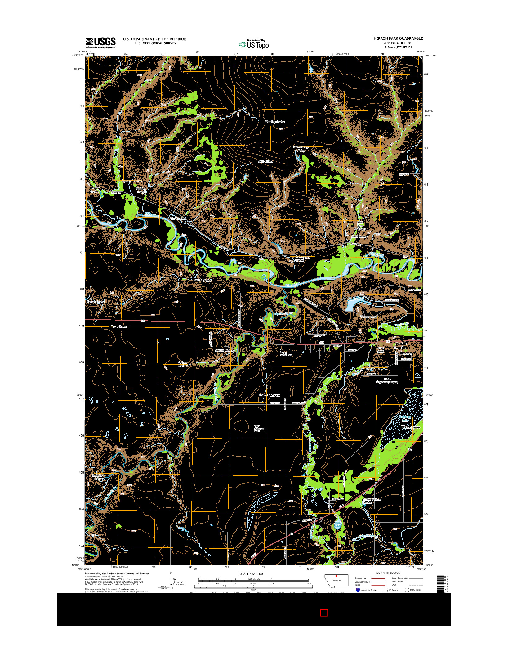 USGS US TOPO 7.5-MINUTE MAP FOR HERRON PARK, MT 2014