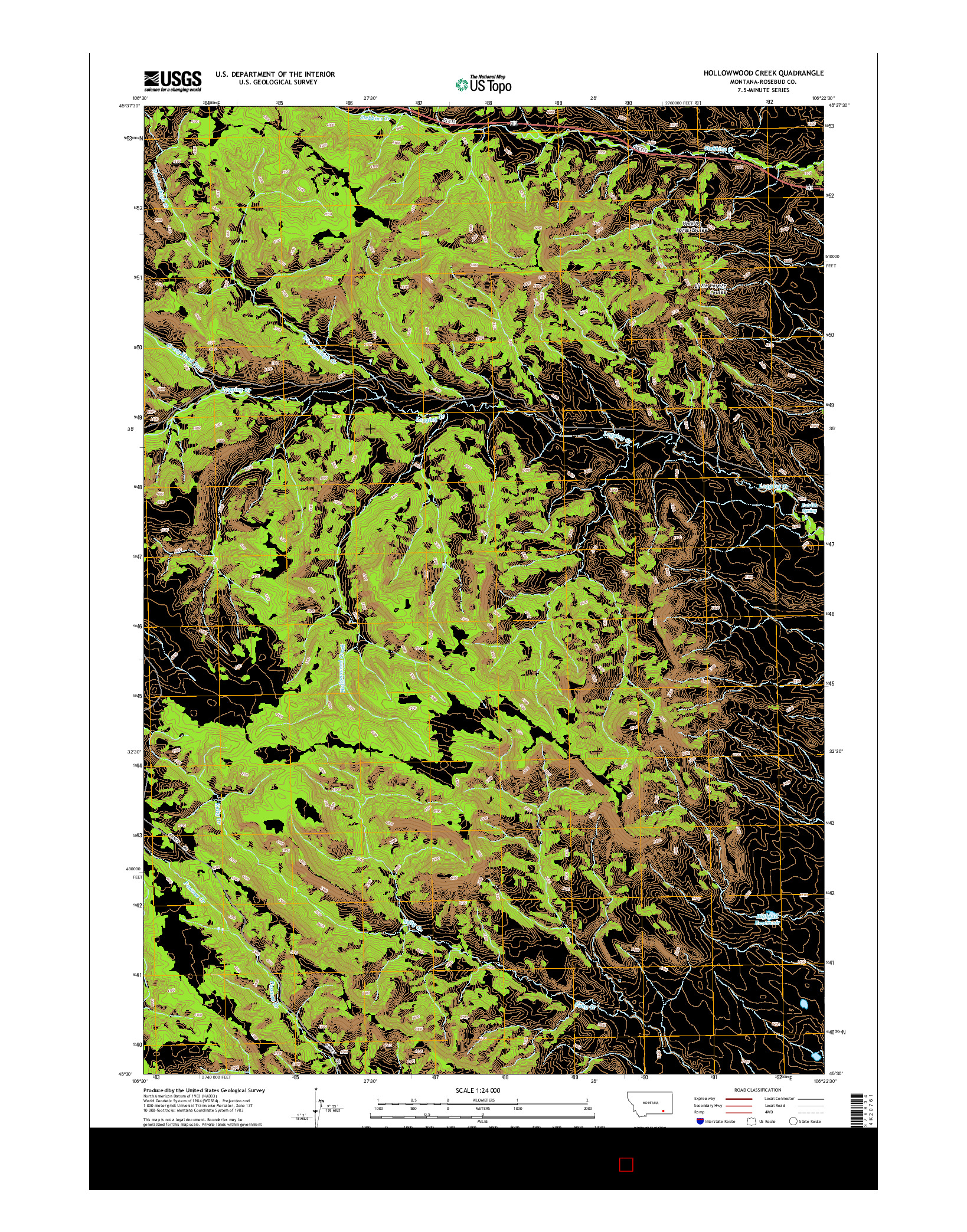 USGS US TOPO 7.5-MINUTE MAP FOR HOLLOWWOOD CREEK, MT 2014