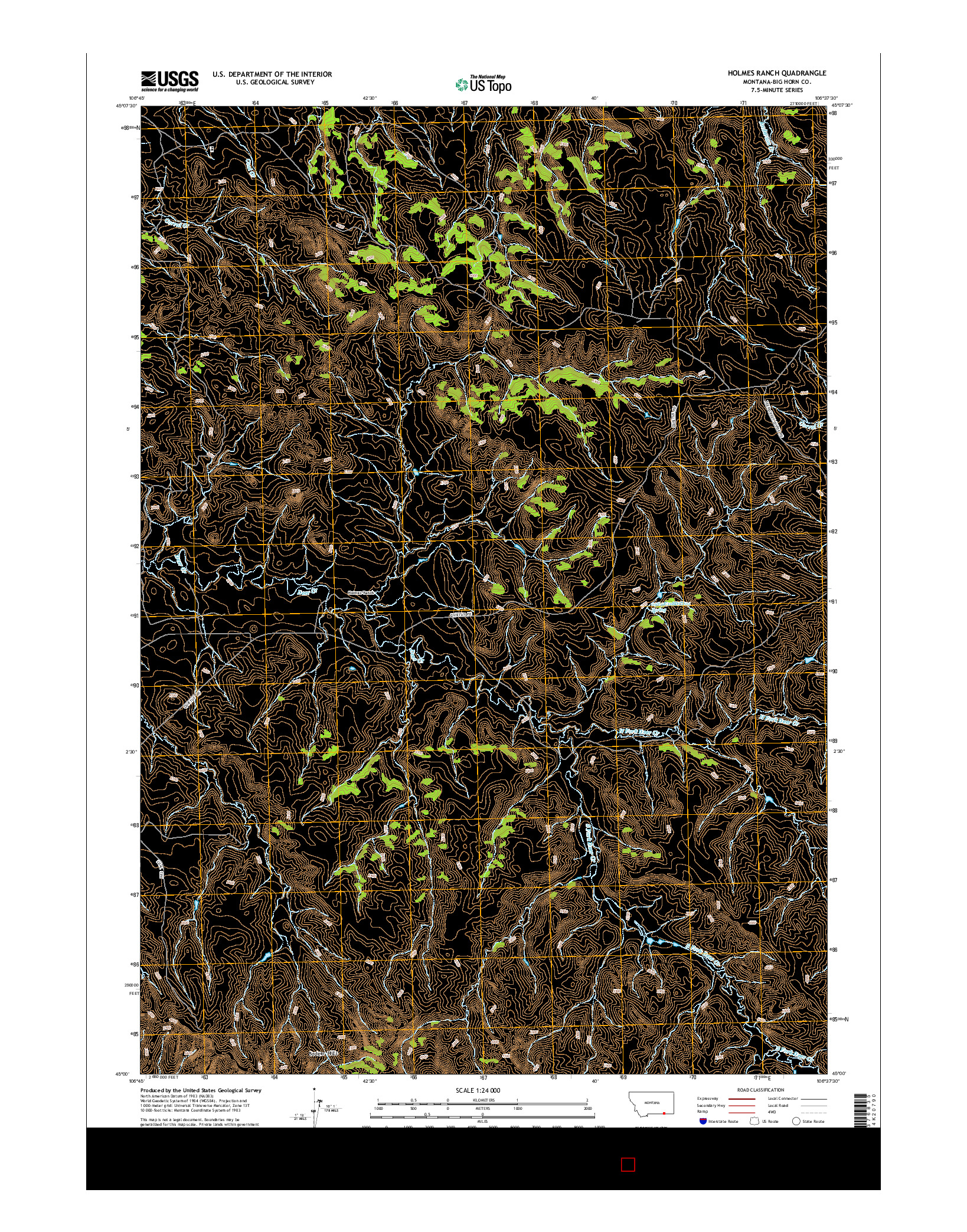 USGS US TOPO 7.5-MINUTE MAP FOR HOLMES RANCH, MT 2014