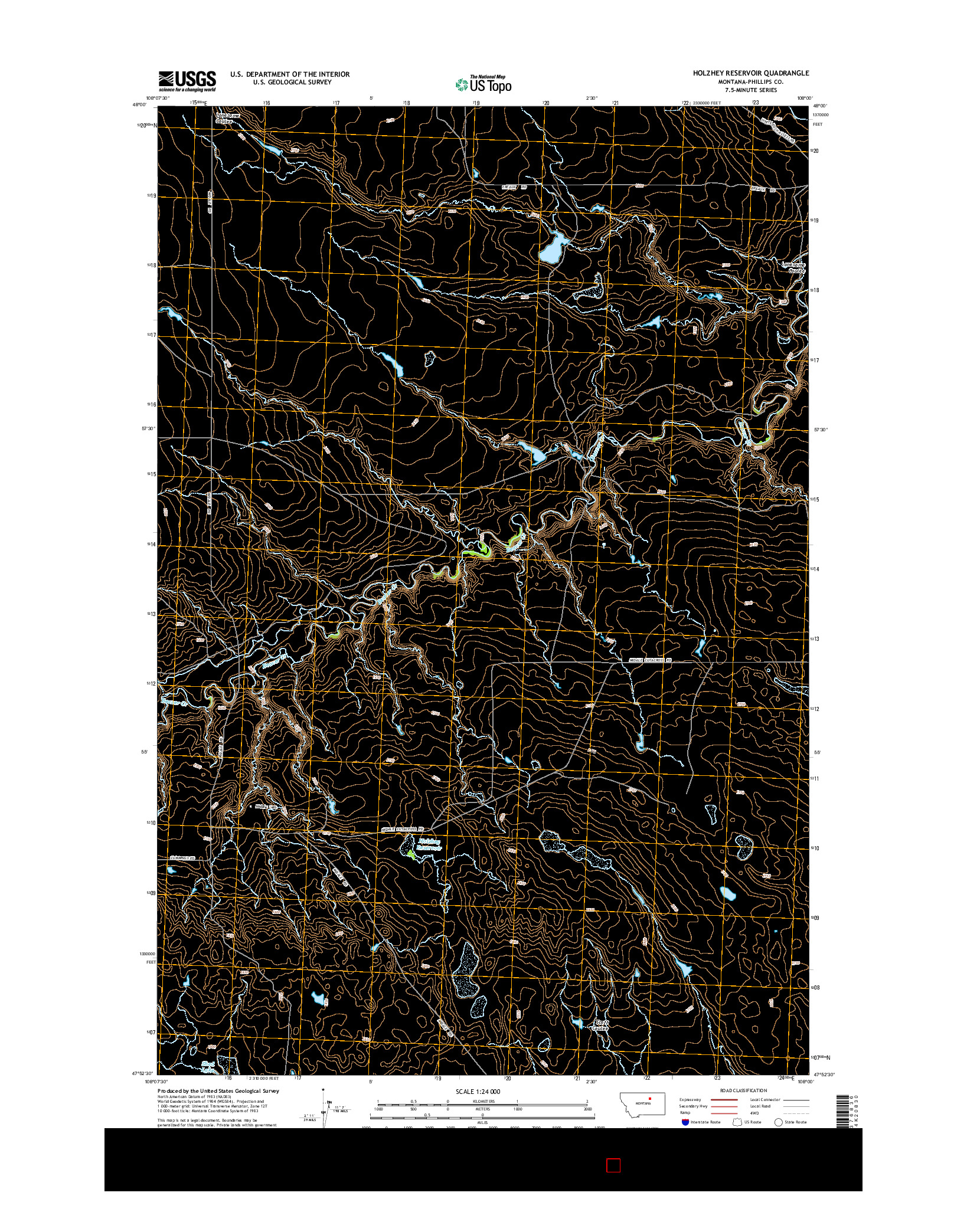 USGS US TOPO 7.5-MINUTE MAP FOR HOLZHEY RESERVOIR, MT 2014