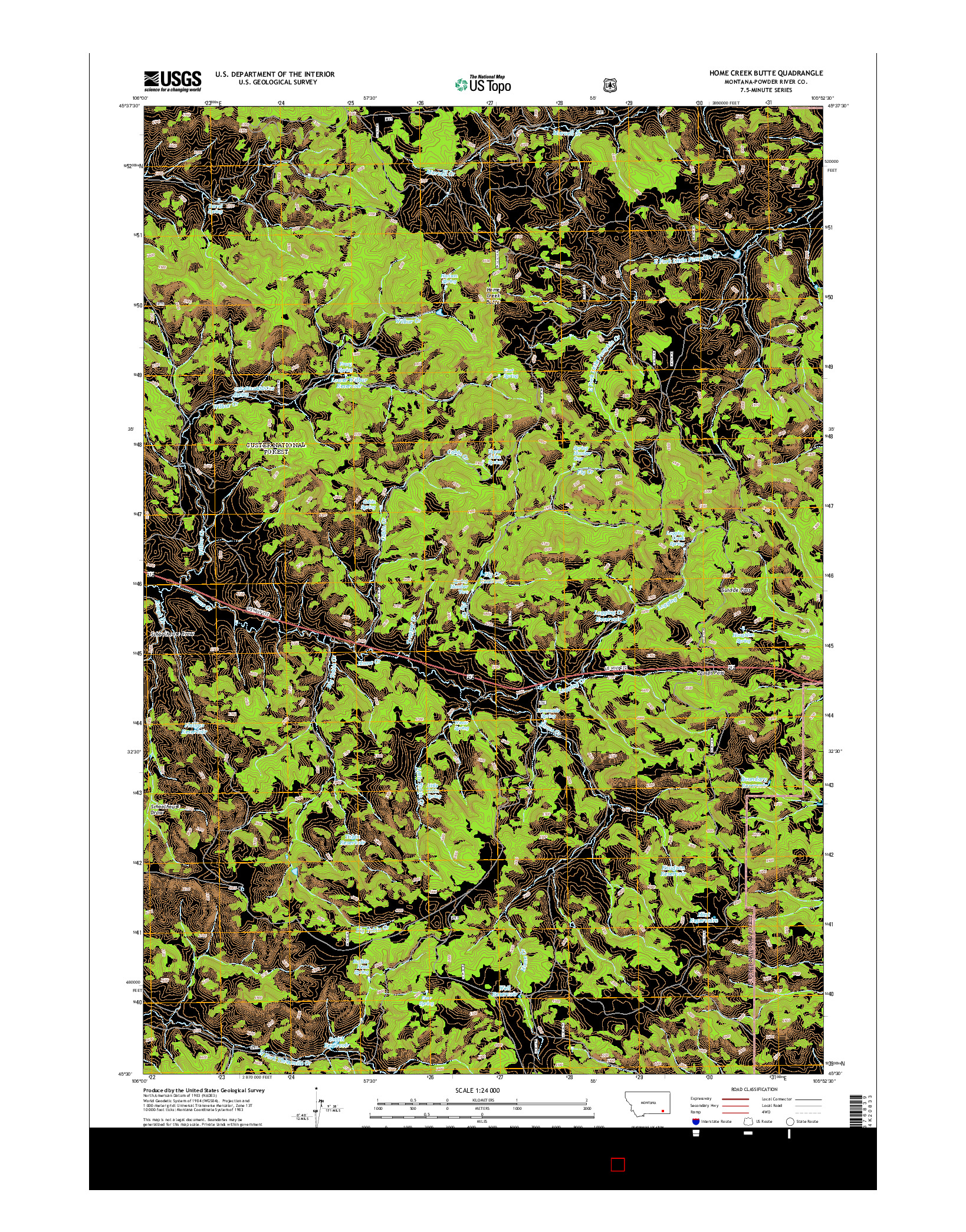 USGS US TOPO 7.5-MINUTE MAP FOR HOME CREEK BUTTE, MT 2014