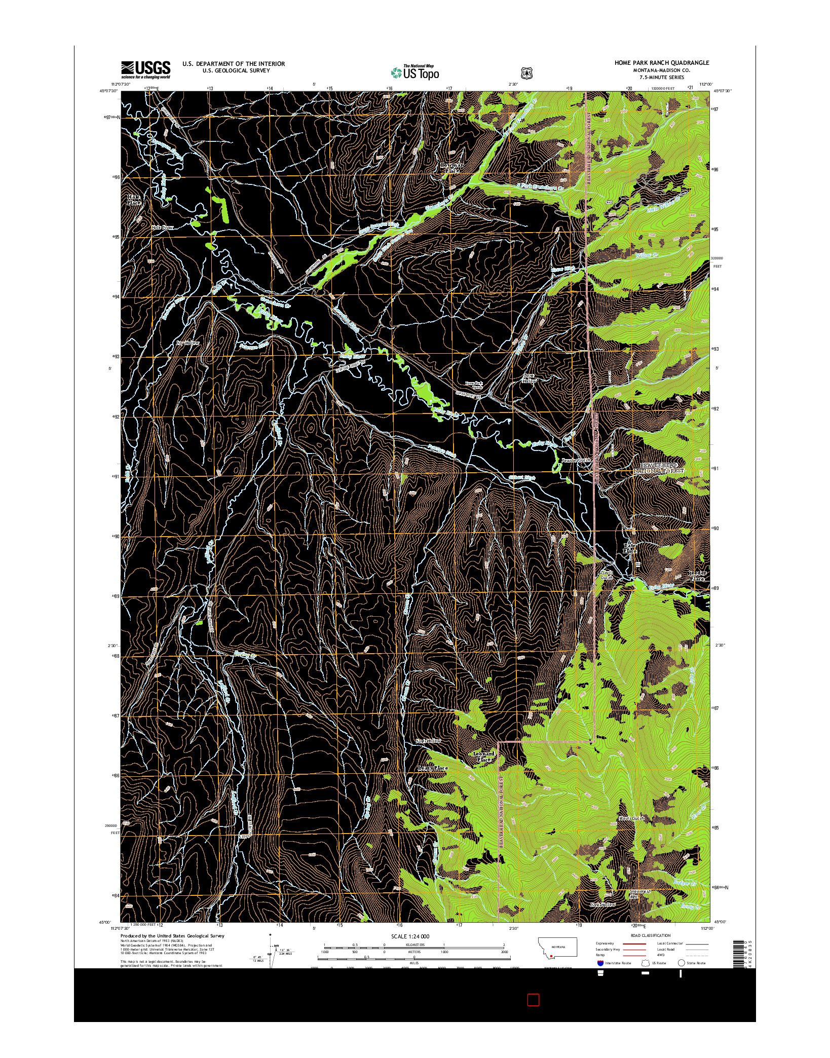 USGS US TOPO 7.5-MINUTE MAP FOR HOME PARK RANCH, MT 2014