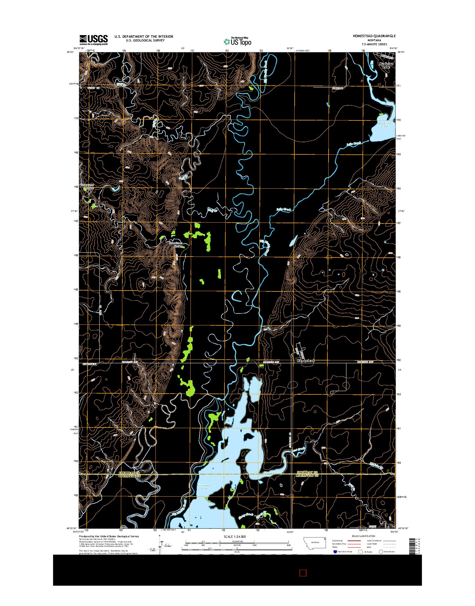 USGS US TOPO 7.5-MINUTE MAP FOR HOMESTEAD, MT 2014