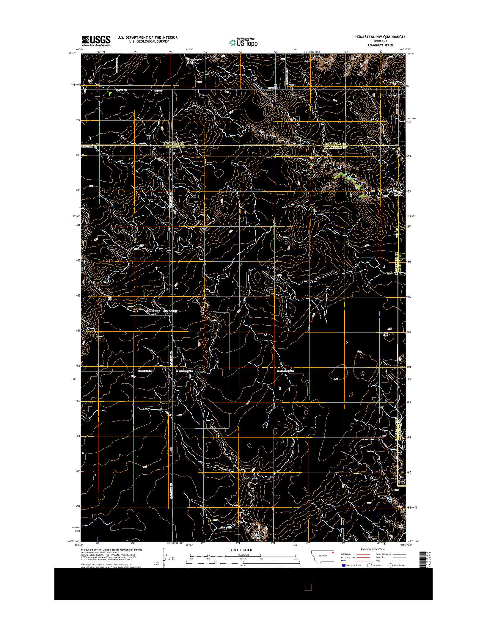 USGS US TOPO 7.5-MINUTE MAP FOR HOMESTEAD NW, MT 2014