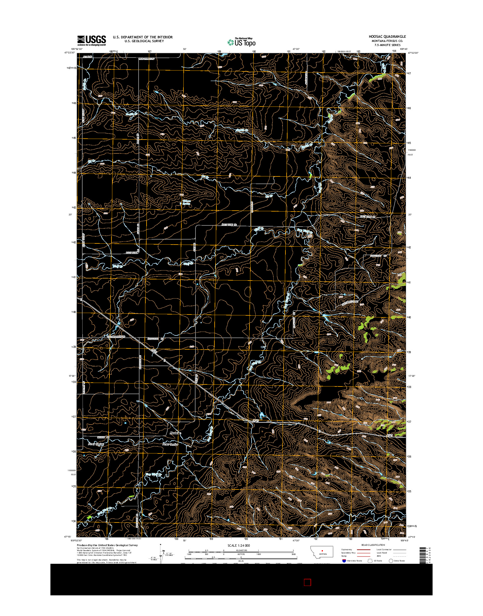 USGS US TOPO 7.5-MINUTE MAP FOR HOOSAC, MT 2014