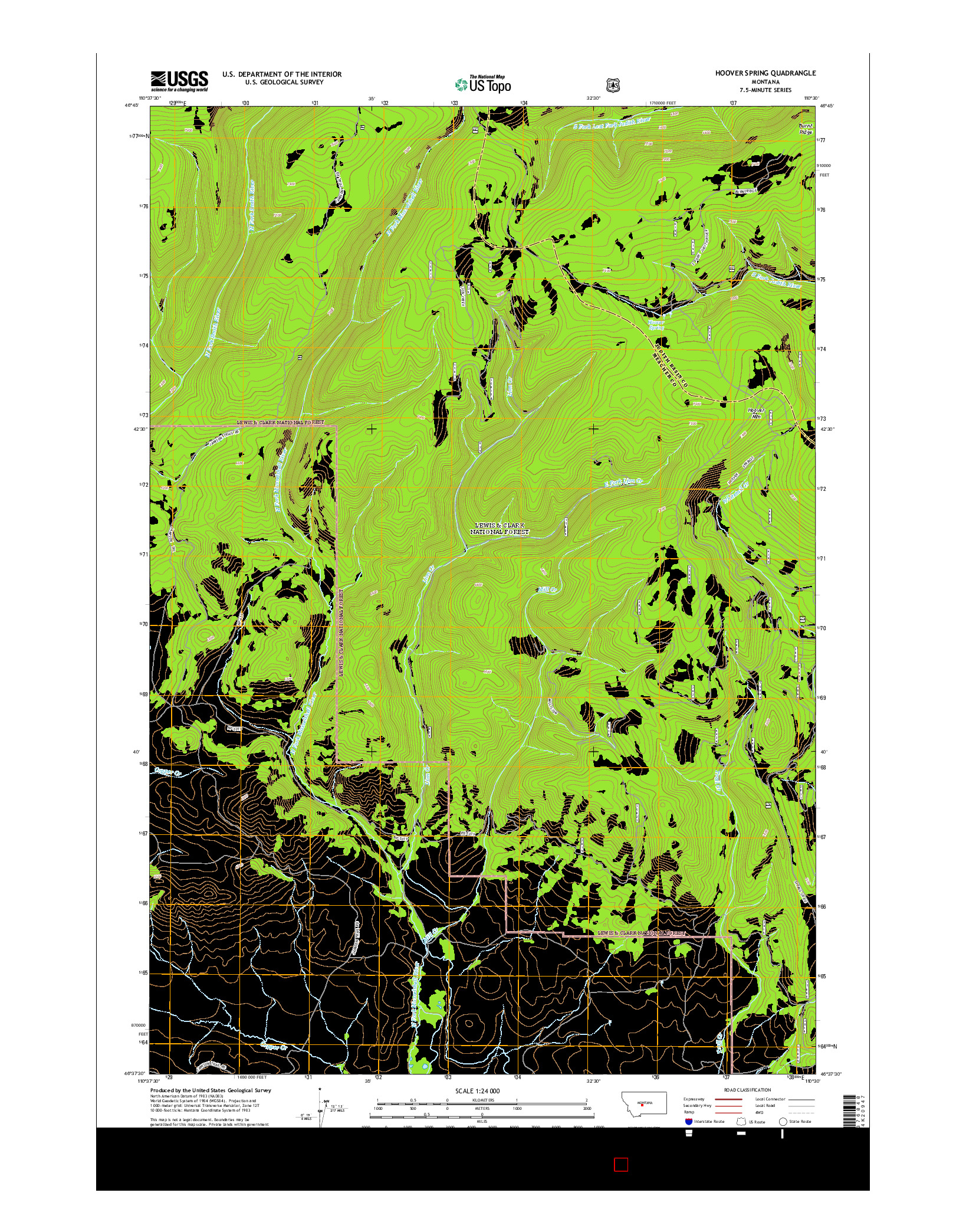 USGS US TOPO 7.5-MINUTE MAP FOR HOOVER SPRING, MT 2014