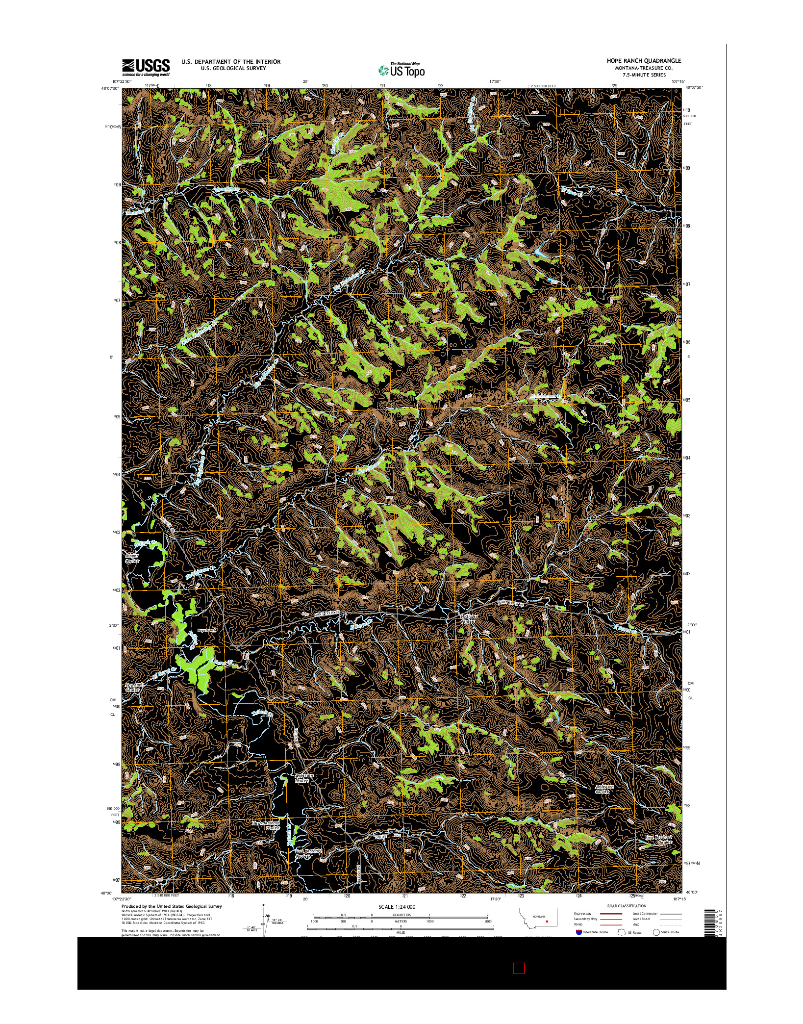 USGS US TOPO 7.5-MINUTE MAP FOR HOPE RANCH, MT 2014