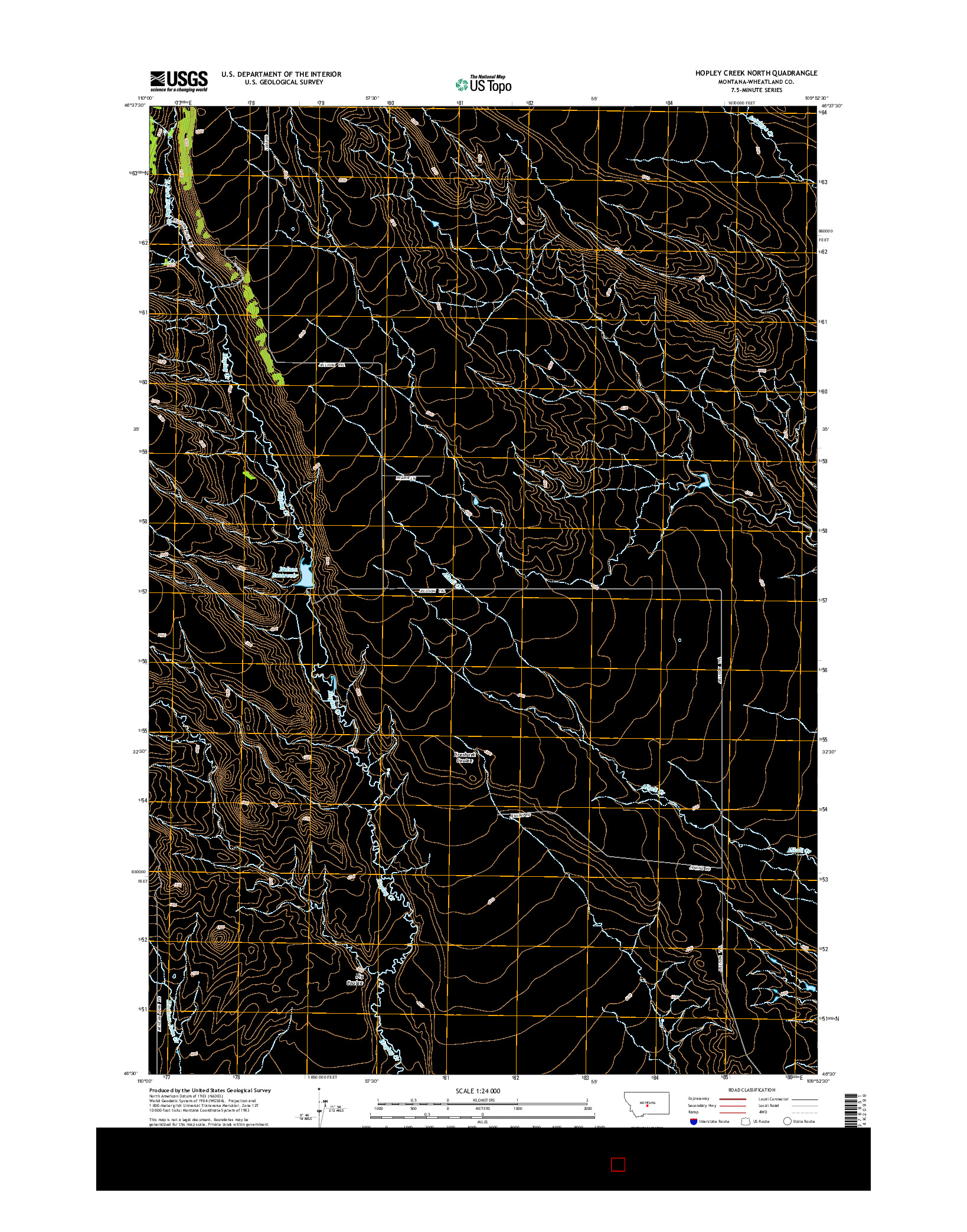 USGS US TOPO 7.5-MINUTE MAP FOR HOPLEY CREEK NORTH, MT 2014