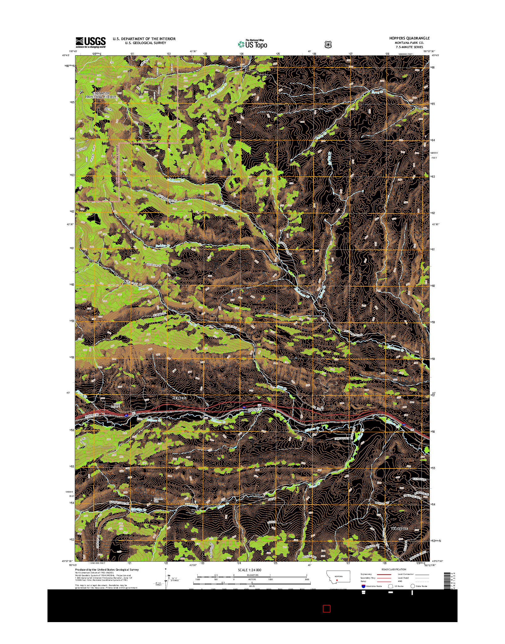 USGS US TOPO 7.5-MINUTE MAP FOR HOPPERS, MT 2014