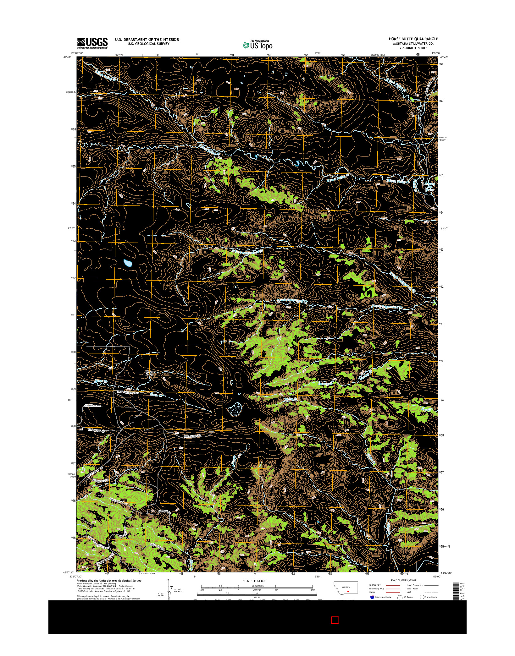 USGS US TOPO 7.5-MINUTE MAP FOR HORSE BUTTE, MT 2014