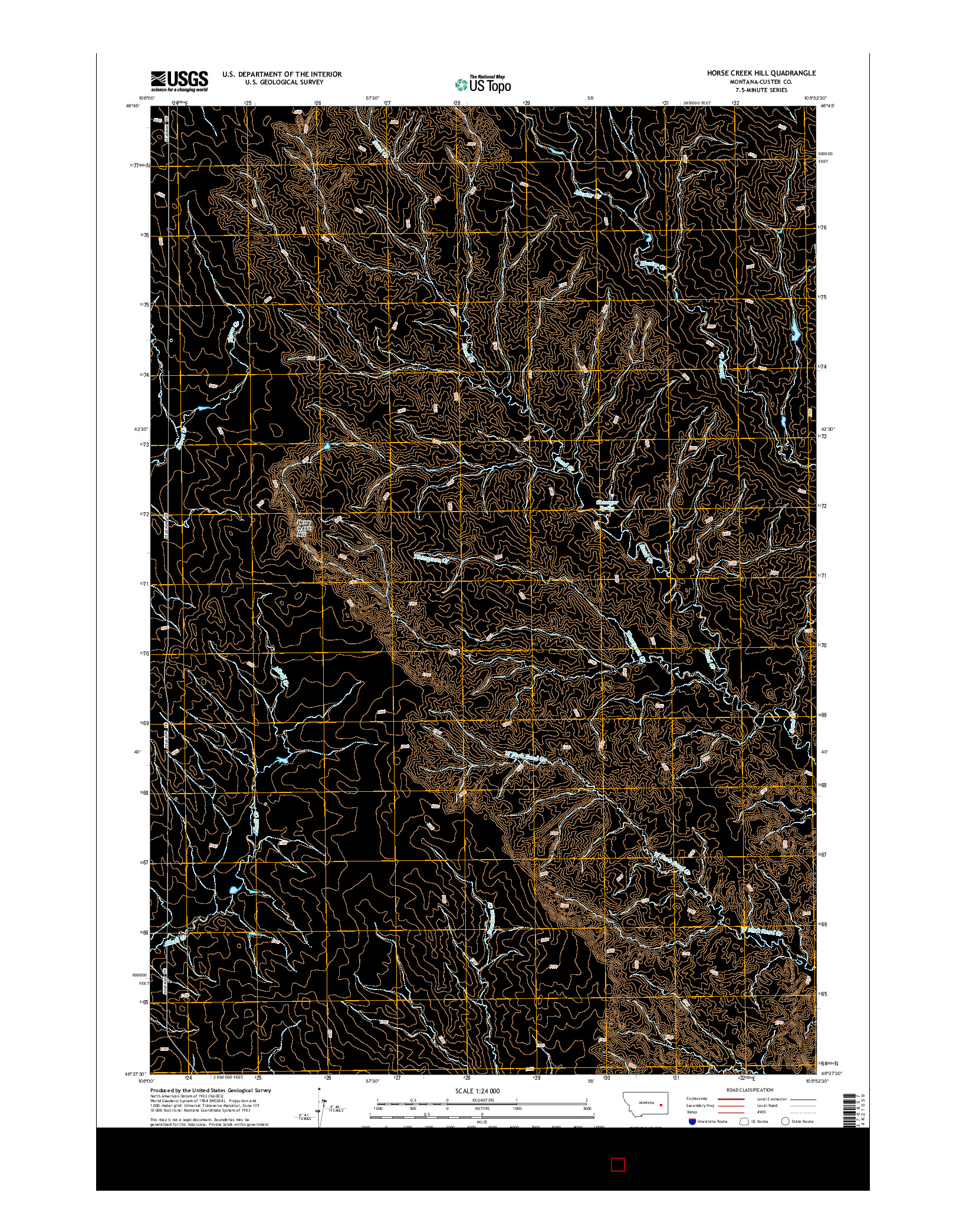 USGS US TOPO 7.5-MINUTE MAP FOR HORSE CREEK HILL, MT 2014