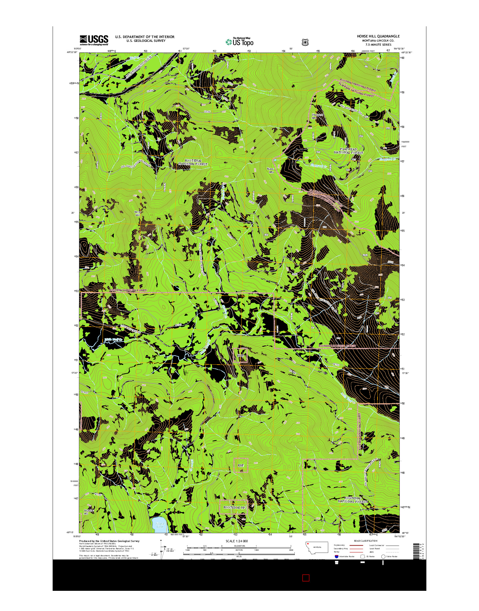 USGS US TOPO 7.5-MINUTE MAP FOR HORSE HILL, MT 2014