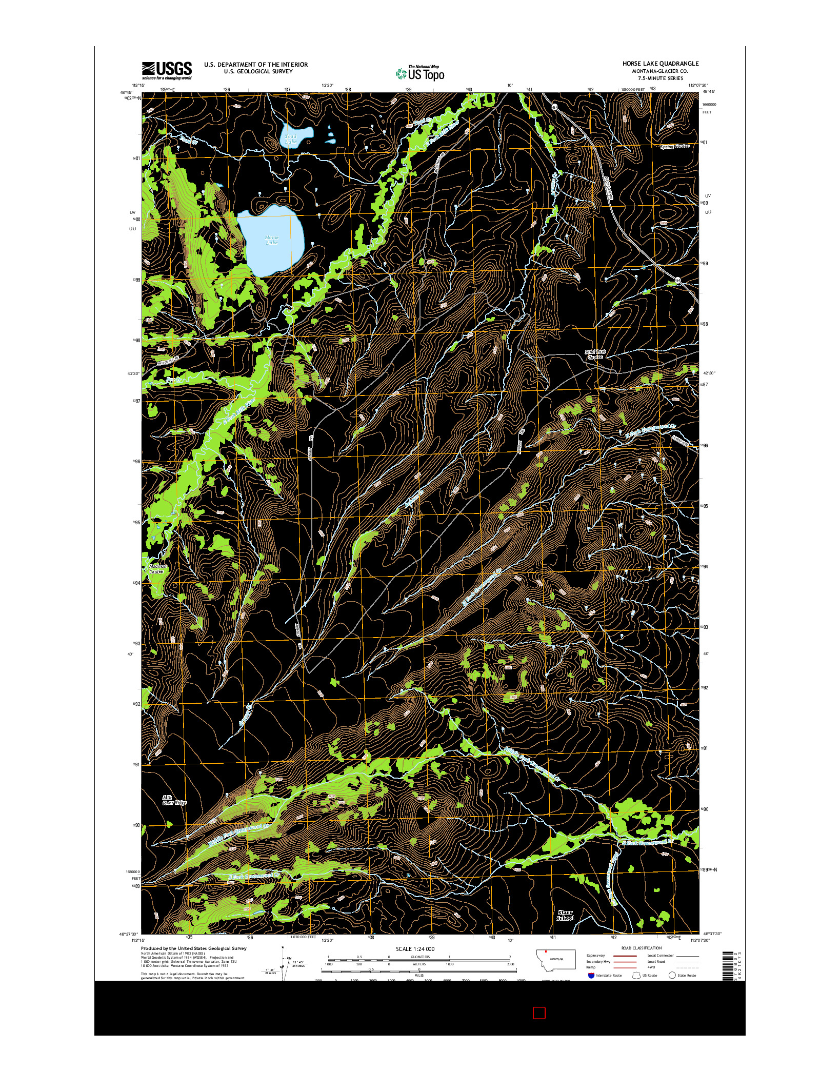 USGS US TOPO 7.5-MINUTE MAP FOR HORSE LAKE, MT 2014