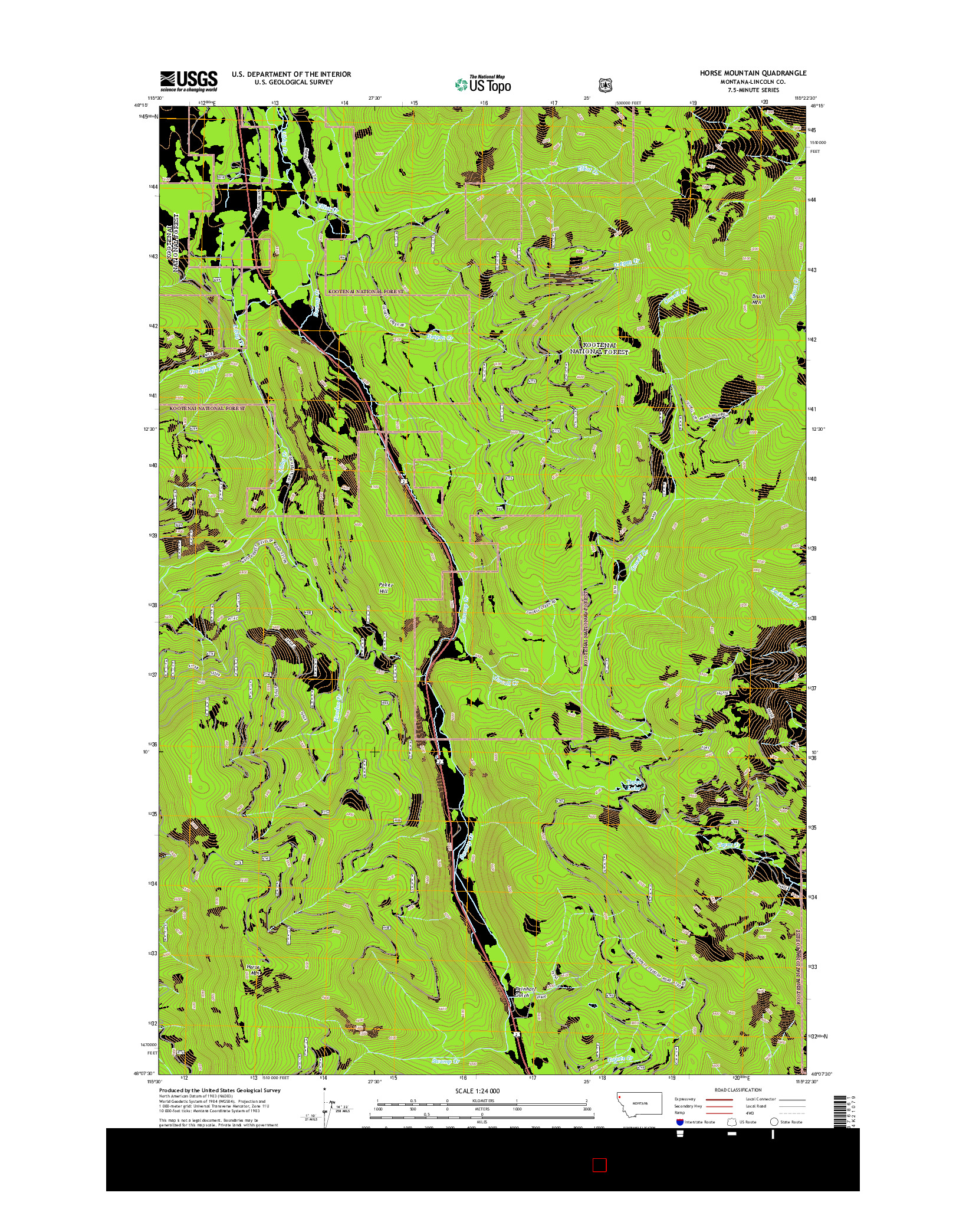 USGS US TOPO 7.5-MINUTE MAP FOR HORSE MOUNTAIN, MT 2014