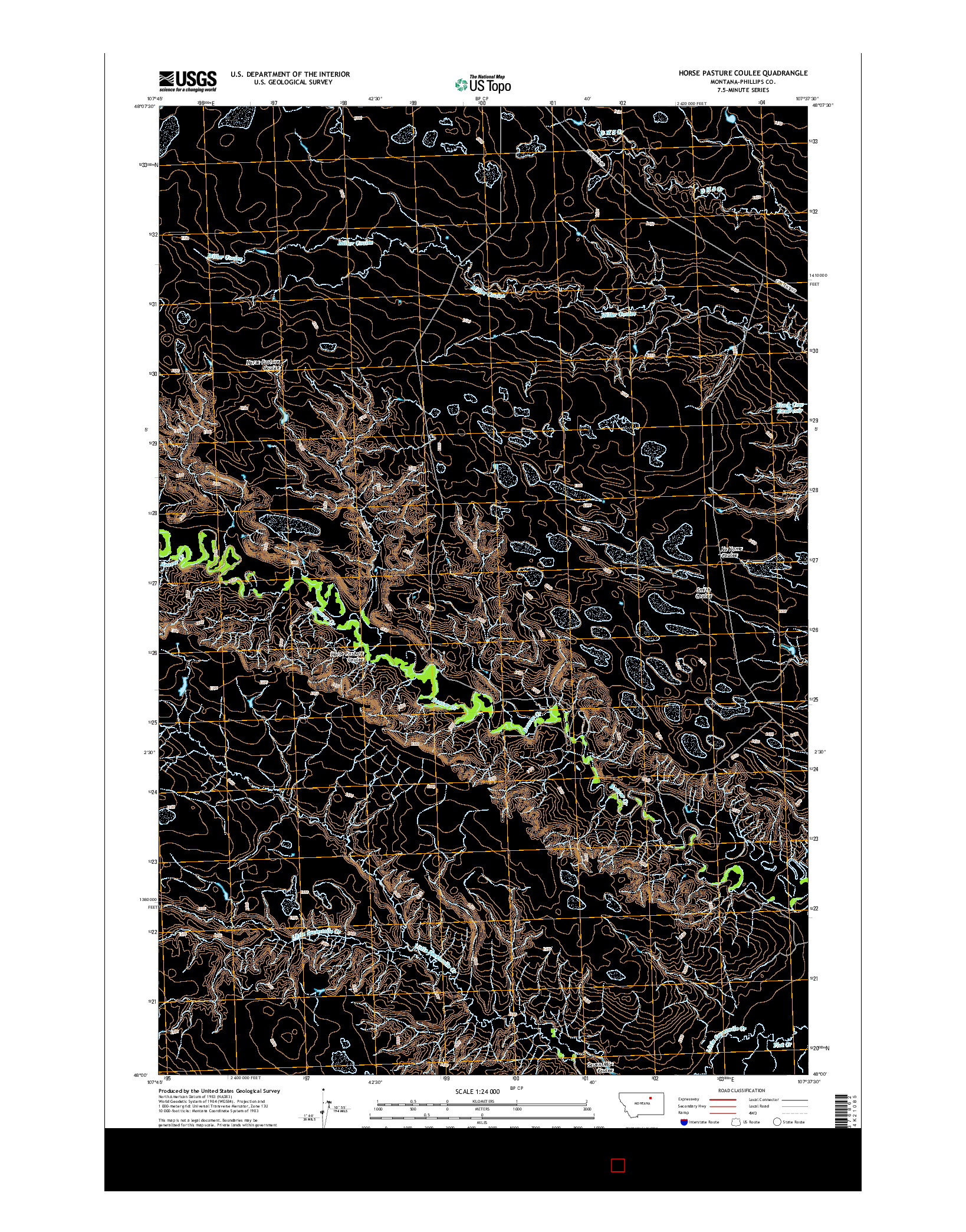 USGS US TOPO 7.5-MINUTE MAP FOR HORSE PASTURE COULEE, MT 2014