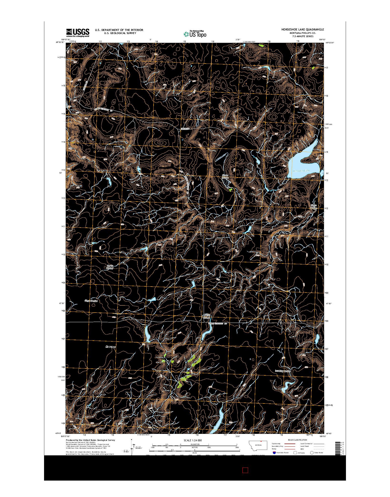 USGS US TOPO 7.5-MINUTE MAP FOR HORSESHOE LAKE, MT 2014