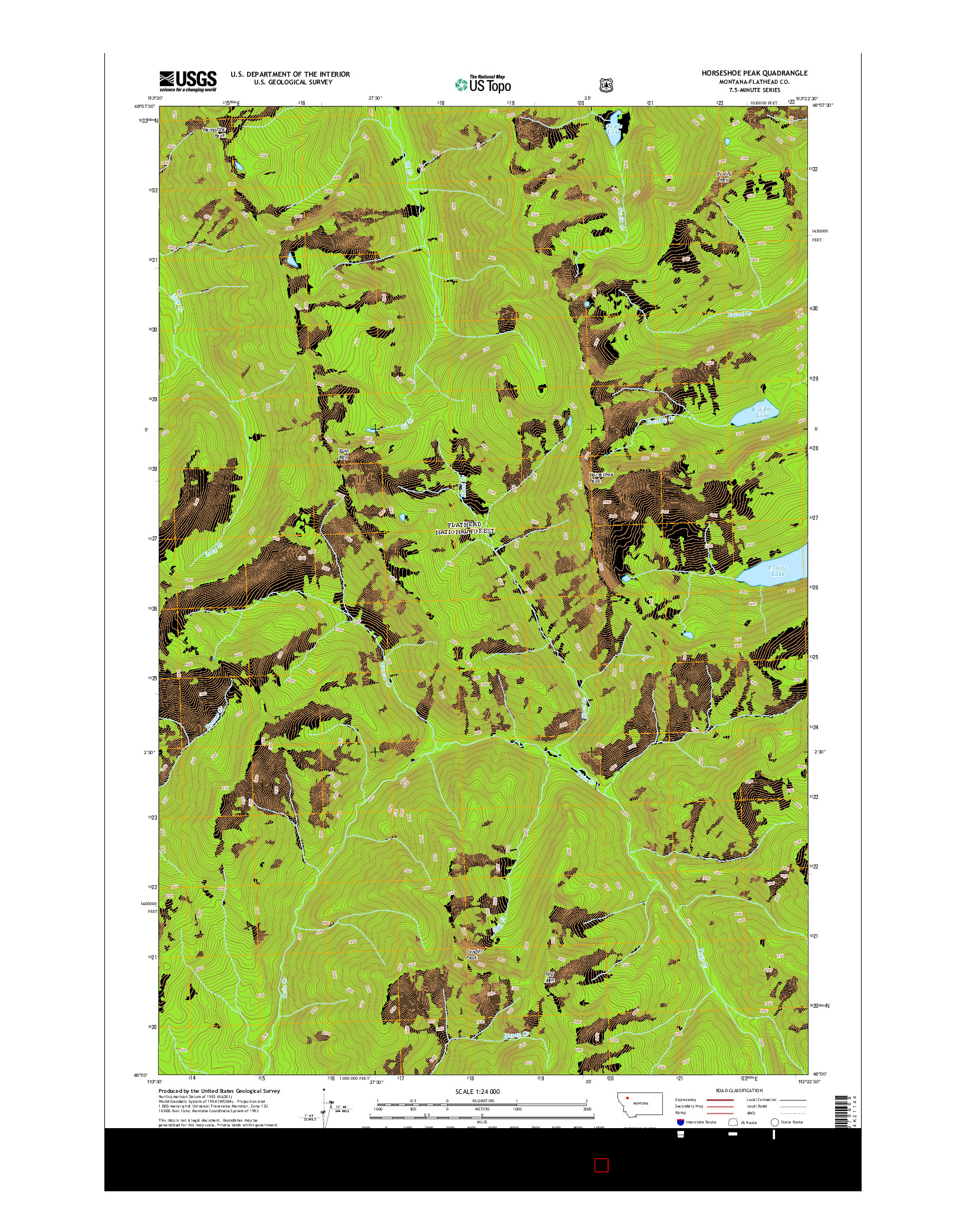 USGS US TOPO 7.5-MINUTE MAP FOR HORSESHOE PEAK, MT 2014