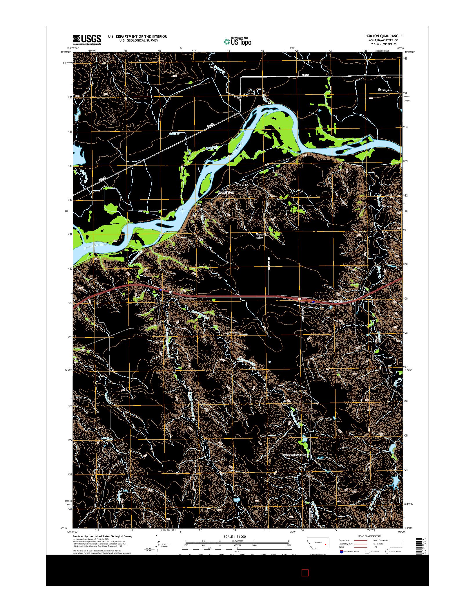 USGS US TOPO 7.5-MINUTE MAP FOR HORTON, MT 2014