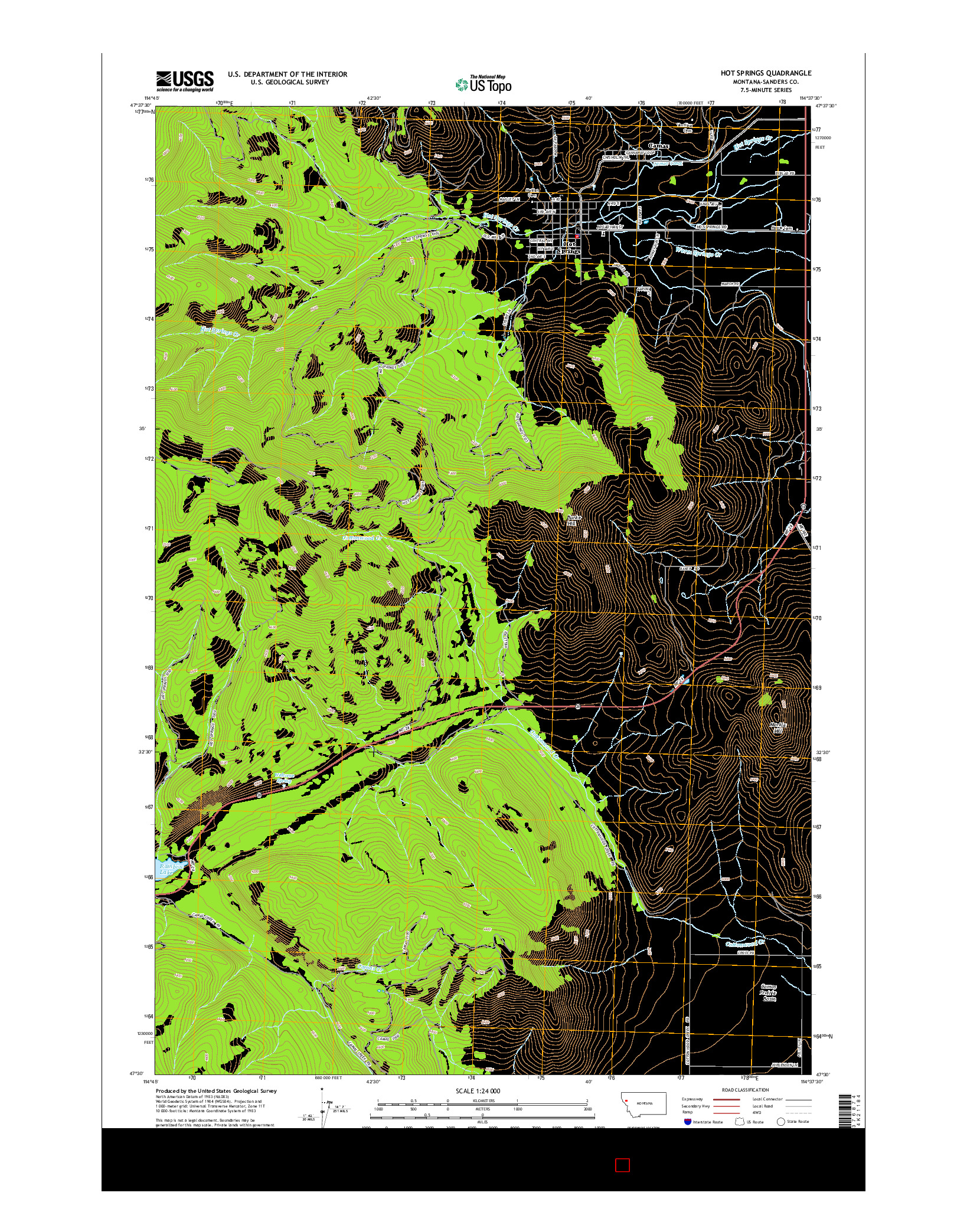 USGS US TOPO 7.5-MINUTE MAP FOR HOT SPRINGS, MT 2014