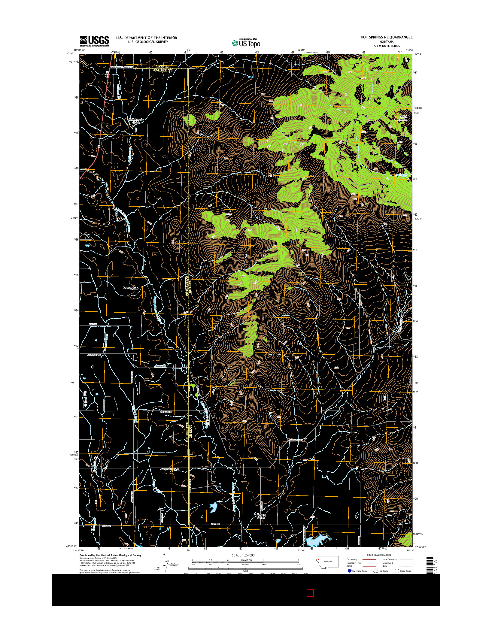 USGS US TOPO 7.5-MINUTE MAP FOR HOT SPRINGS NE, MT 2014