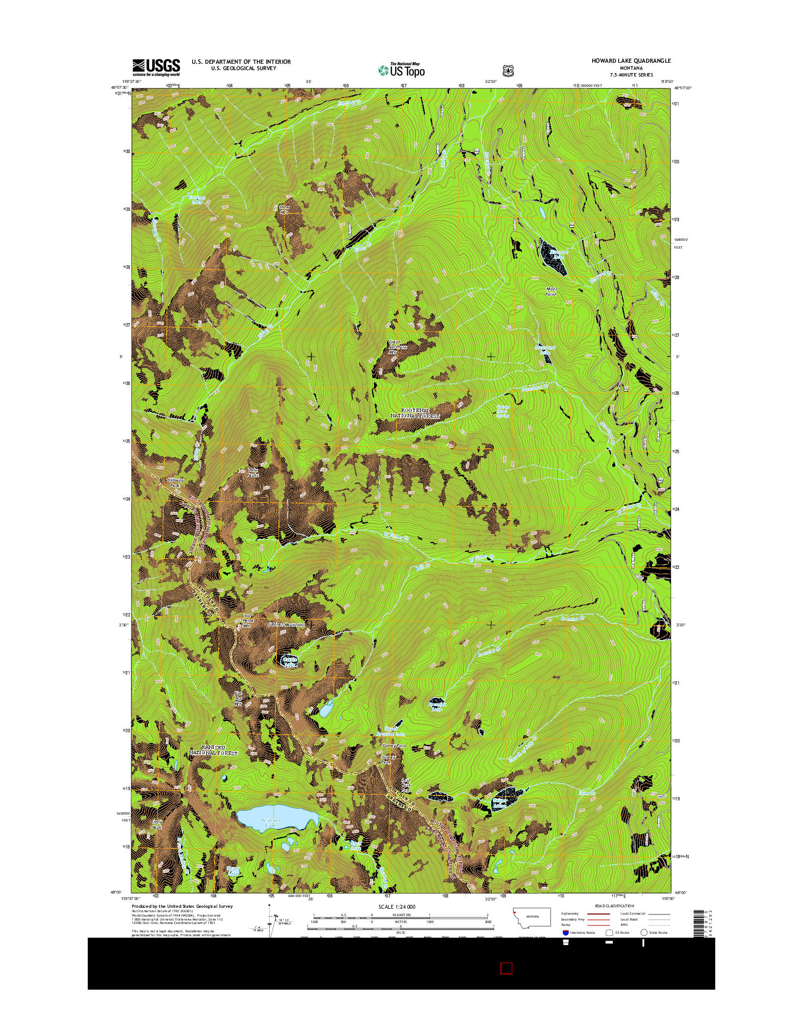 USGS US TOPO 7.5-MINUTE MAP FOR HOWARD LAKE, MT 2014